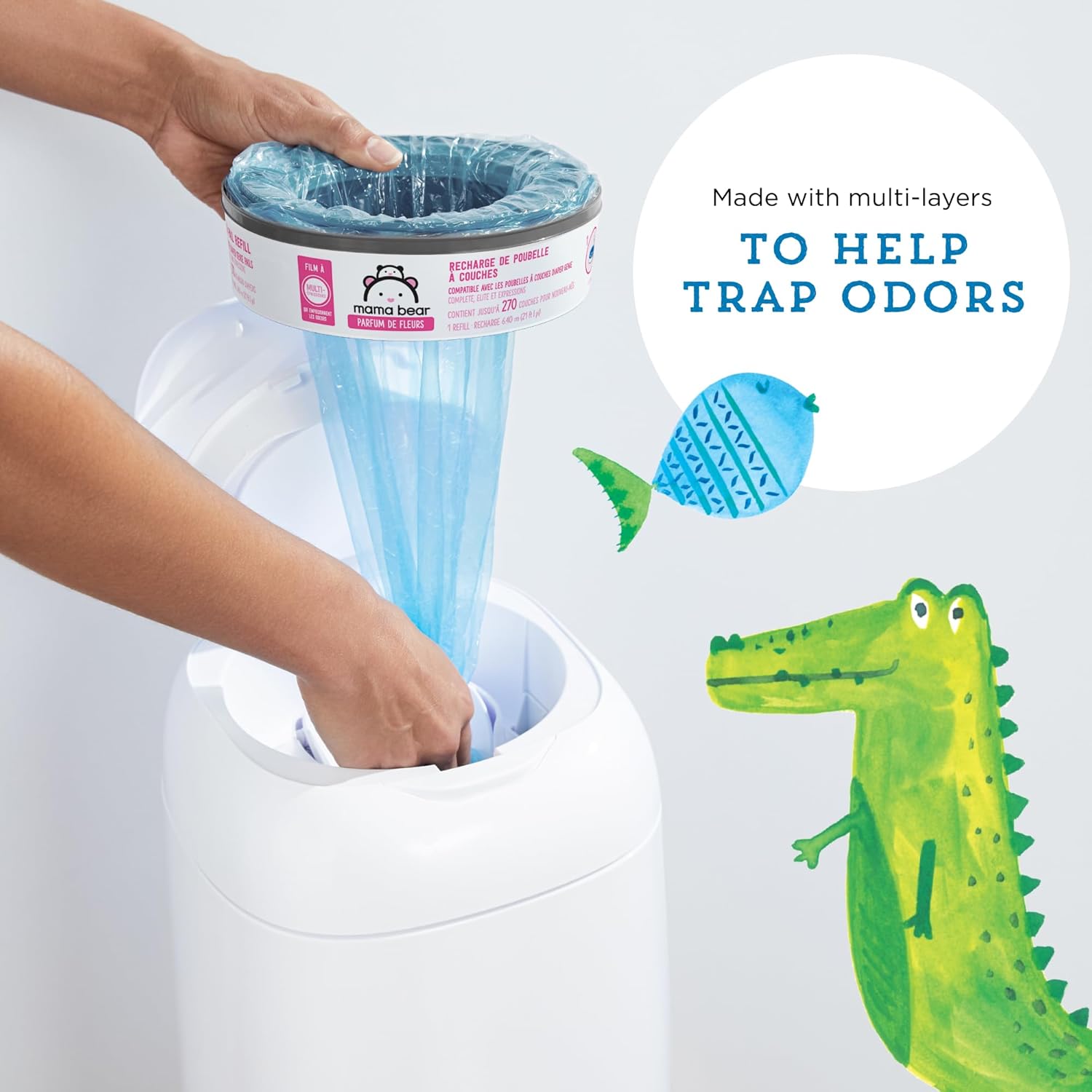 Alternative view of Amazon Brand - Mama Bear Blossoms Scented Diaper Pail Refills for Diaper Genie Pails, 1080 Count (4 Packs of 270 Count)