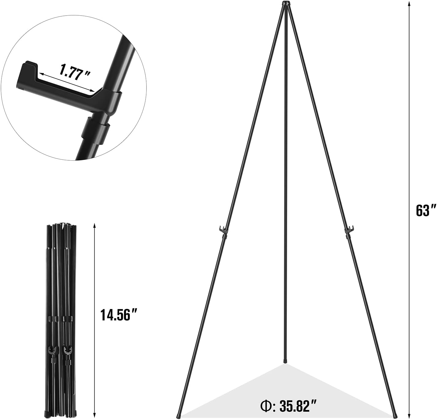 Alternative view of Easel Stand for Display, Aredy 63" Portable Painting Easel, Lightweight Metal Easels for Painting Canvas, Wedding Sign (4 Pack)
