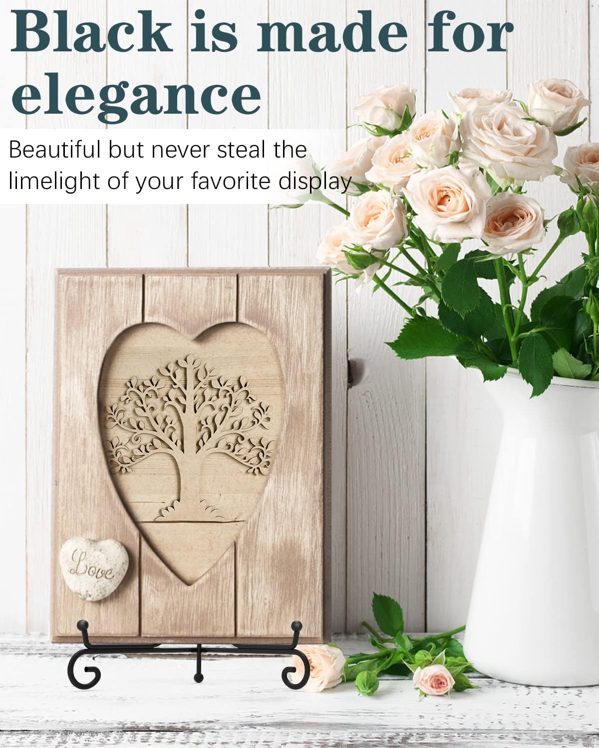 Iron Display Stand 10 Packs, 10 Inches Plate Picture Photo Stand for Display, Black Foldable Easel Holder for Photo Frame, Artwork, Collection, Decorative Plate, Book, Office