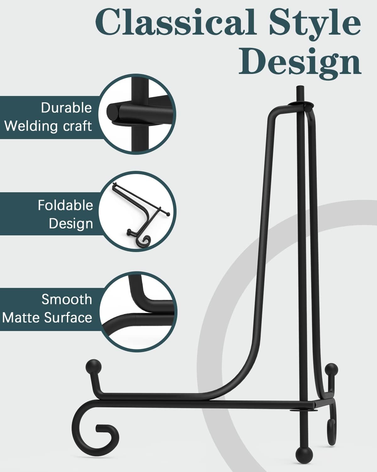 Alternative view of Iron Display Stand 10 Packs, 10 Inches Plate Picture Photo Stand for Display, Black Foldable Easel Holder for Photo Frame, Artwork, Collection, Decorative Plate, Book, Office