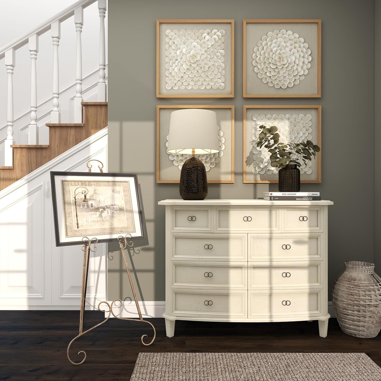 Deco 79 Metal Scroll Large Free Standing Adjustable Display Stand Easel with Chain Support, 22" x 21" x 46", Gold - Image 7