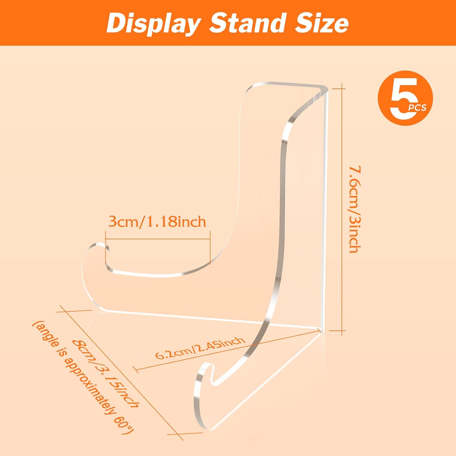 Alternative view of Dooiclear 5 Pack Acrylic Display Stand, Plate Stand for Display, Clear Easel Stand, Display Holder for Card, Frame, Picture, Magazine, Book, CD, Phone (Small/ 3 Inch)