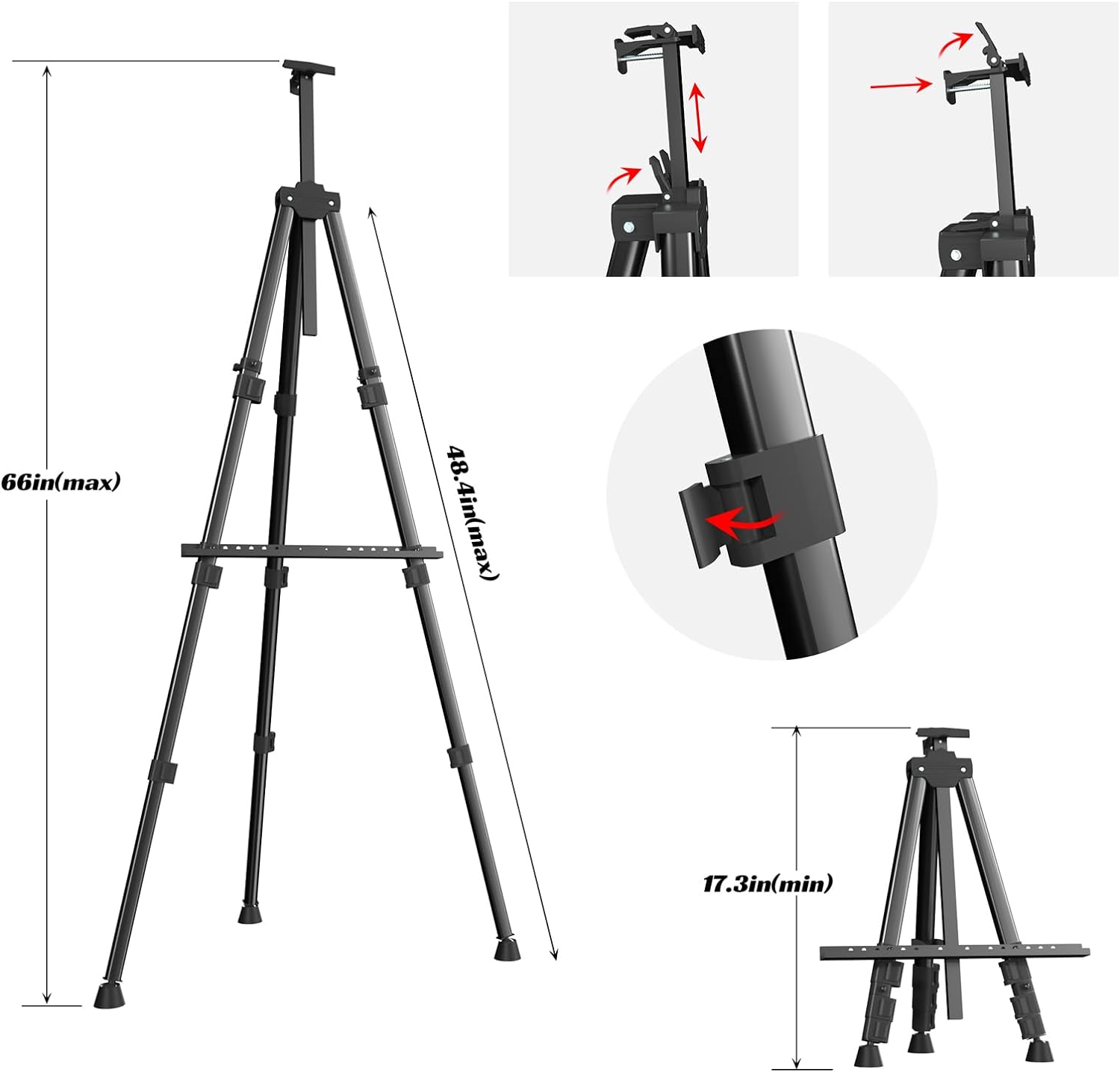 Alternative view of Easels for Painting Canvas, Aredy 66" Art Easel for Drawing, Portable Painting Easel Stand, Metal Table Top Easel (2 Pack)
