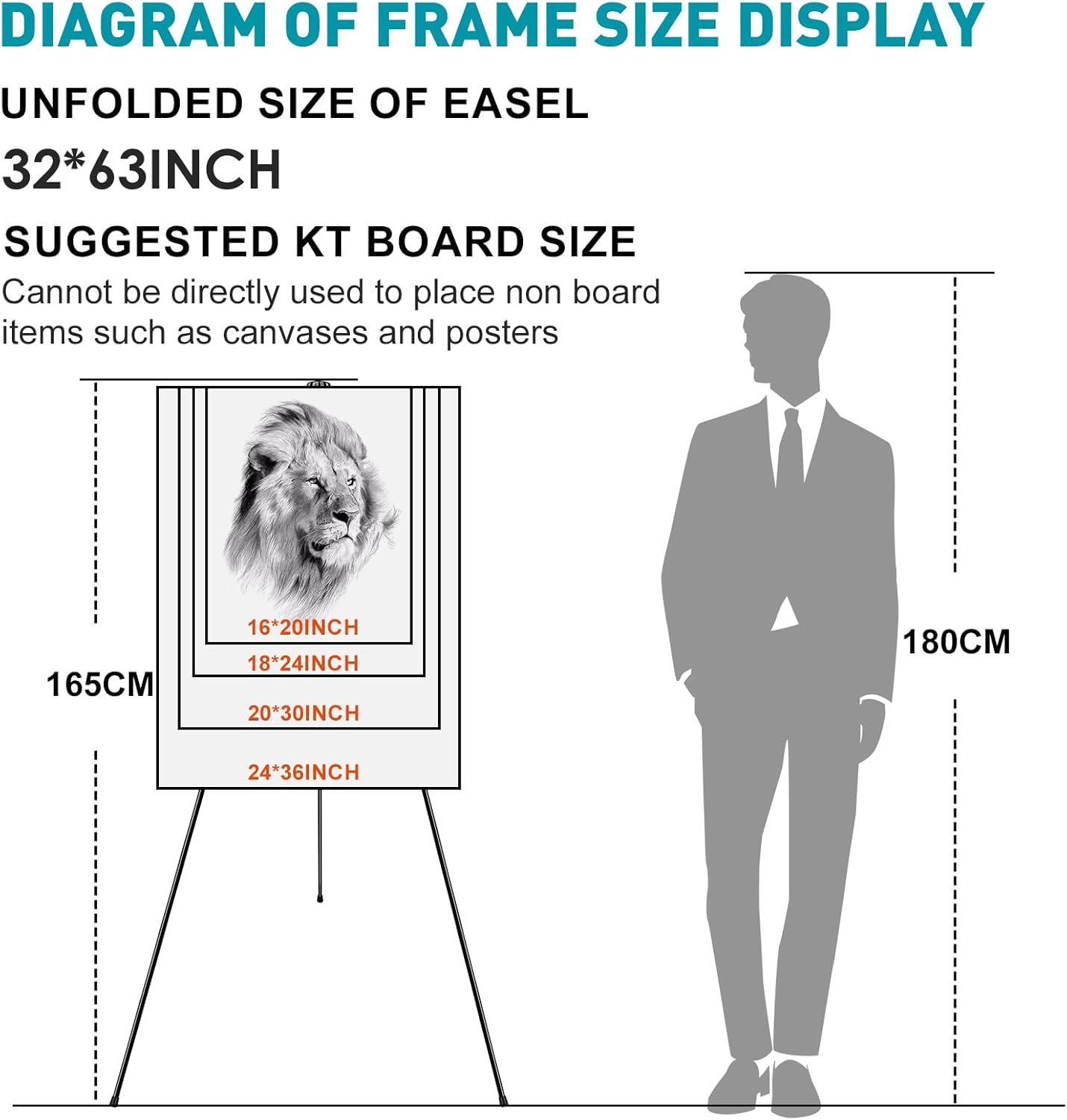 ESRICH 8 Pack Easel Stand for Sign, 63" Easels for Display, Lightweight Metal Easels for Signs Wedding Logos,Arts, Painting,Adjustable Easel Stand with Storage Bag