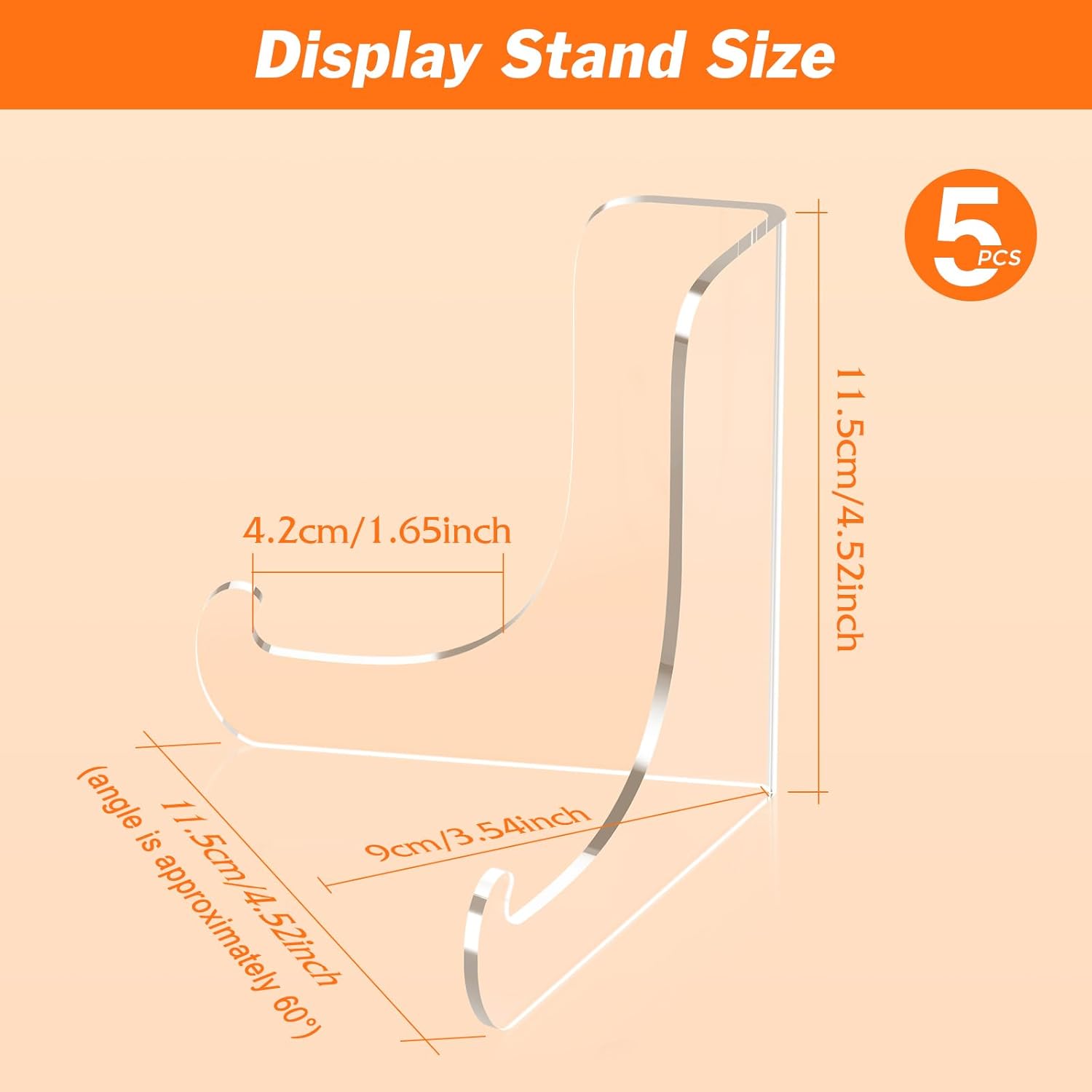 Alternative view of Dooiclear 5 Pack Acrylic Display Stand, Plate Stand for Display, Clear Easel Stand, Display Holder for Card, Frame, Picture, Magazine, Book, CD, Phone (Large/ 4.5 Inch)