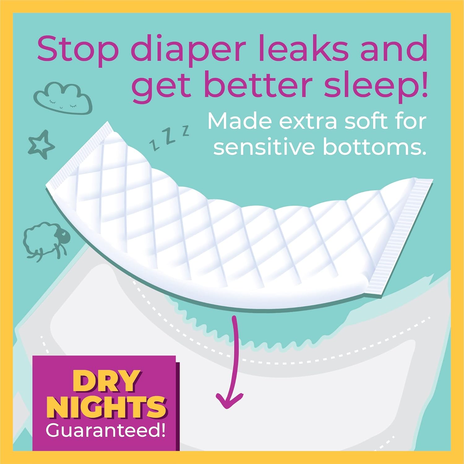 Alternative view of Sposie Overnight Diaper Booster Pads, Stops Leaks and Bedwetting, Original Adhesive-Free Absorbent Inserts, Helps Reduce Nighttime Changes and Rash, Use with Sizes 4-6, Made in U.S.A. 90 ct.