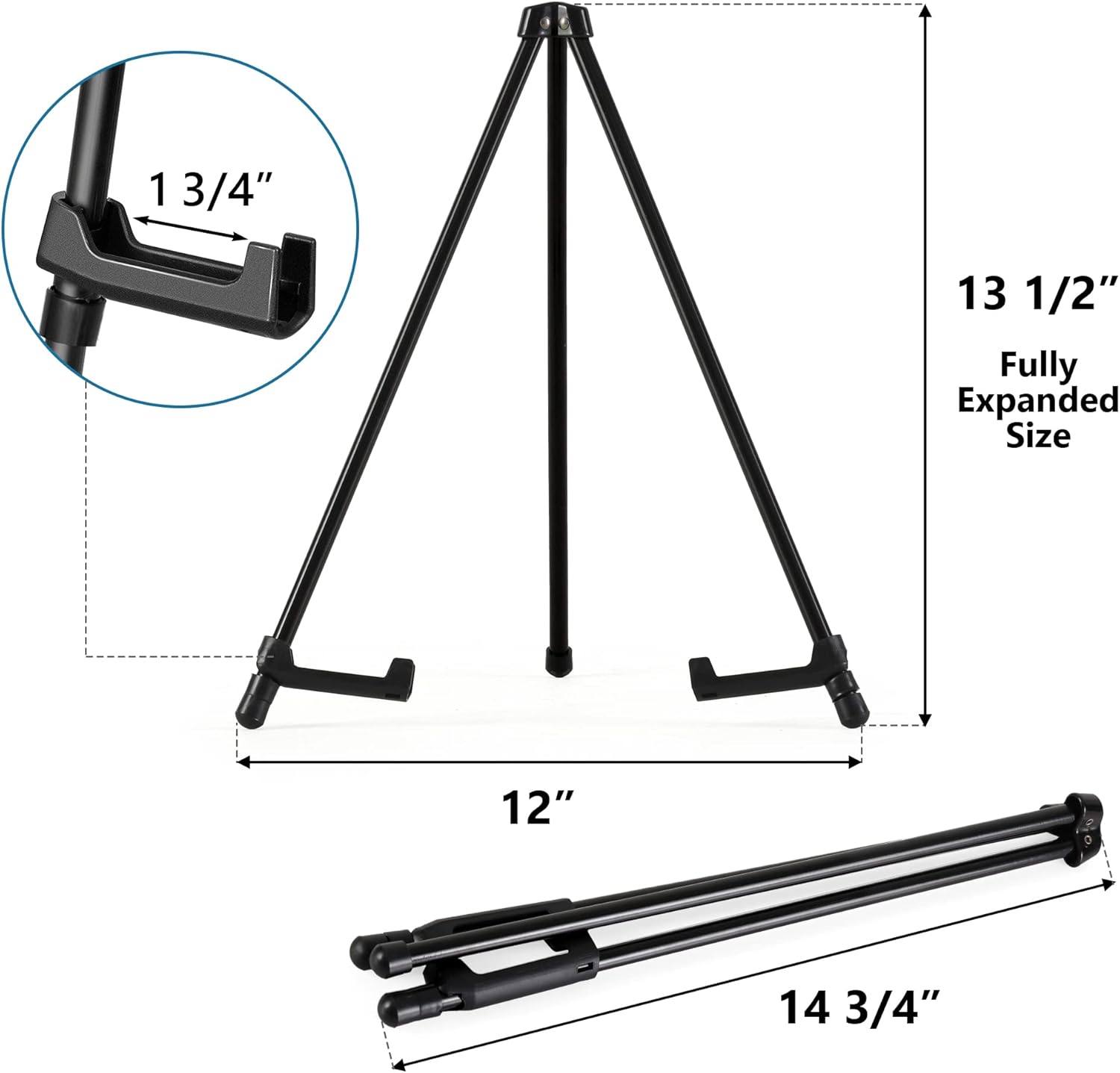 Somime 14" High Tabletop Instant Display Easel - Black Steel Small Tripod Easel Stand with Adjustable Holders for Pictures, Paintings, Posters and Store Signs(6 Pack)
