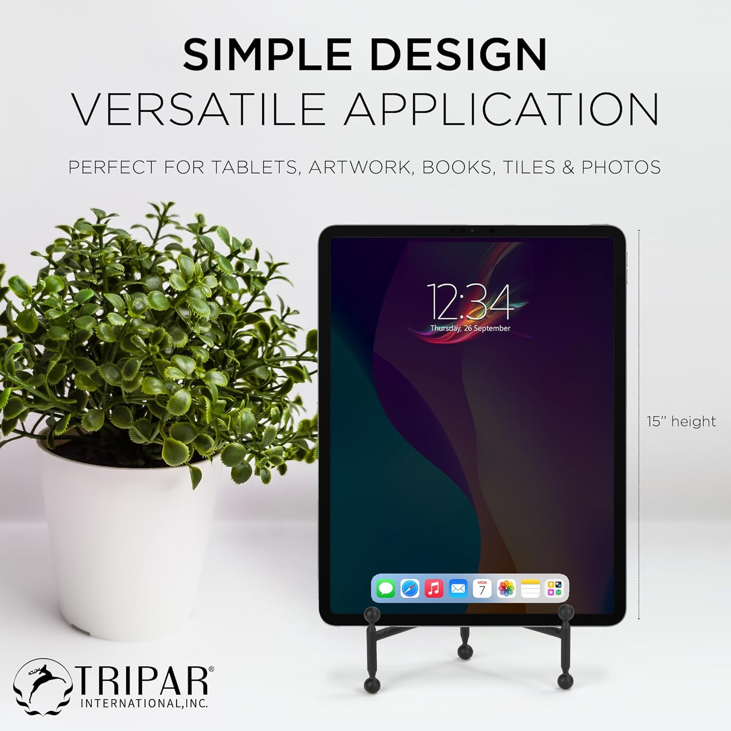 TRIPAR Modern Tripod Easel Display, Black Finish - Lightweight & Durable Design - Perfect for Displaying Decorative Pictures, Artwork, Plates, Tiles, & More (12 Inch) - Image 3