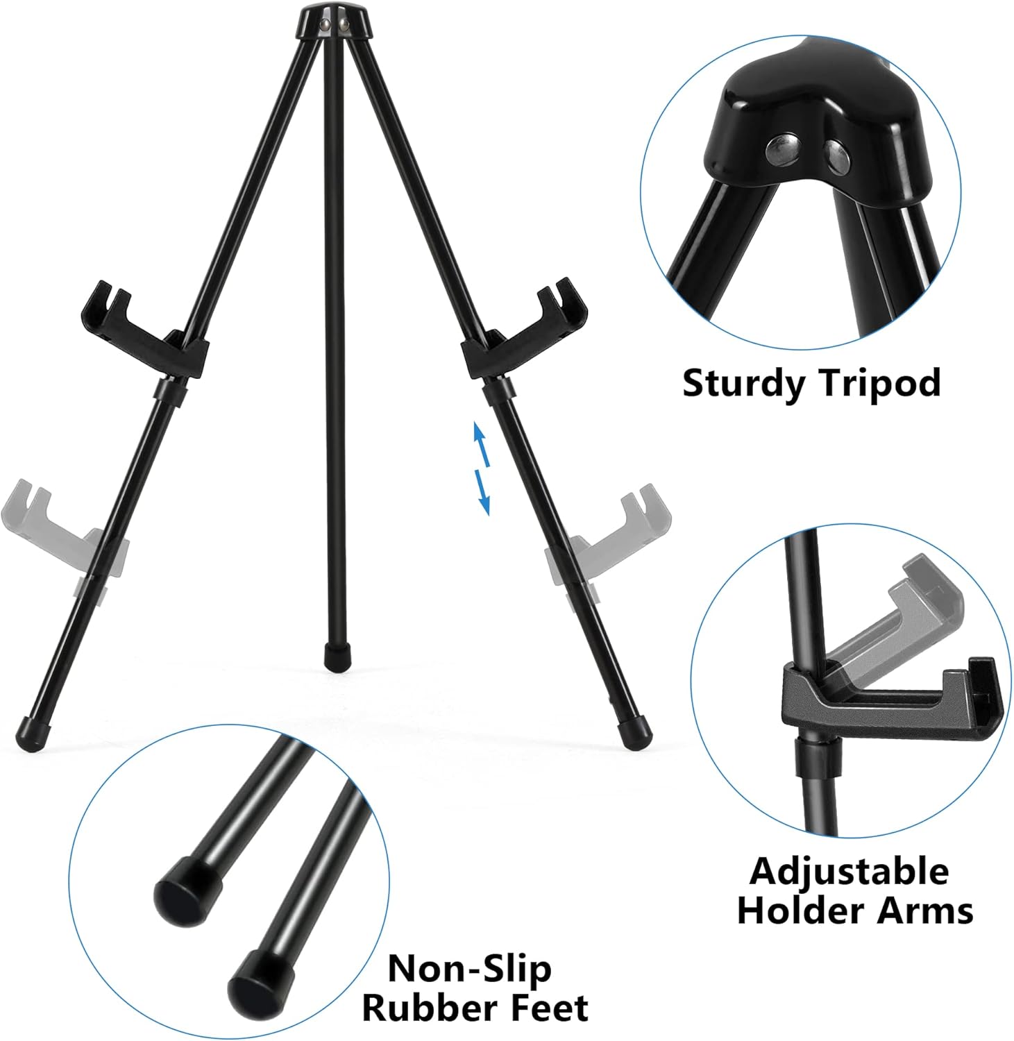 Alternative view of Somime 14" High Tabletop Instant Display Easel - Black Steel Small Tripod Easel Stand with Adjustable Holders for Pictures, Paintings, Posters and Store Signs(6 Pack)