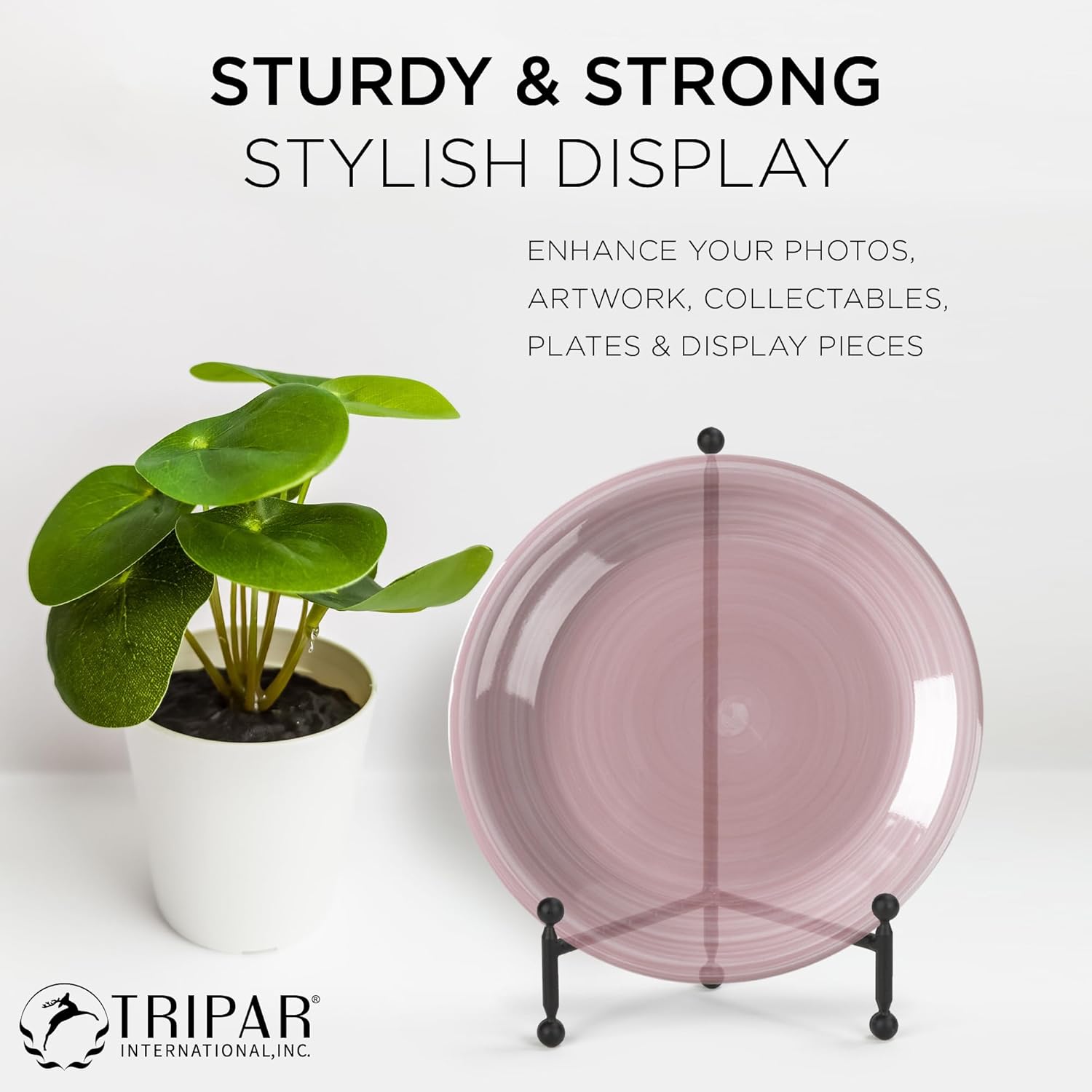 TRIPAR Modern Tripod Easel Display, Black Finish - Lightweight & Durable Design - Perfect for Displaying Decorative Pictures, Artwork, Plates, Tiles, & More (12 Inch) - Image 5