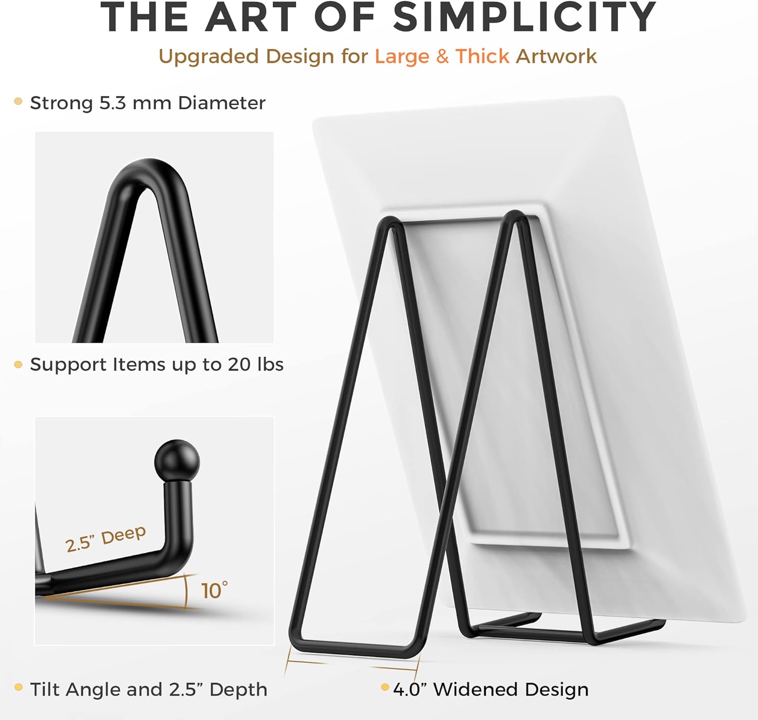 Alternative view of TR-LIFE 4 Pack 10 Inch Large Plate Stands for Display - Metal Plate Holder Stand + Picture Stand + Small Easels for Decorative Plate, Platter, Book, Plaques, Photo Frame, Tabletop Art