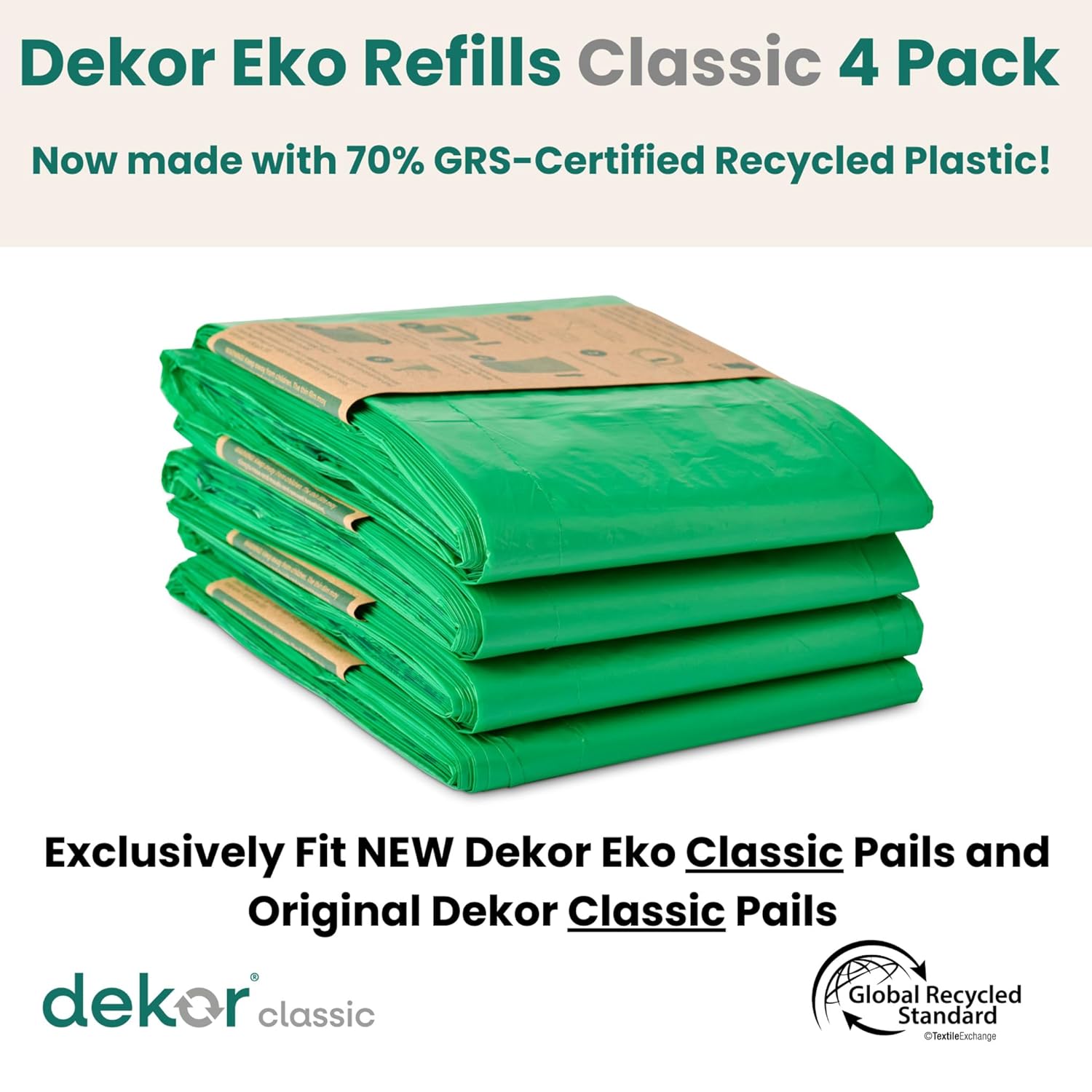 Alternative view of Diaper Dekor CLASSIC Diaper Pail Refills | 4 Count Unscented | Exclusive End-of-Liner Marking | Thick Quick & Easy to Replace | Most Economical Refill System | for Original and Eko Style Pails