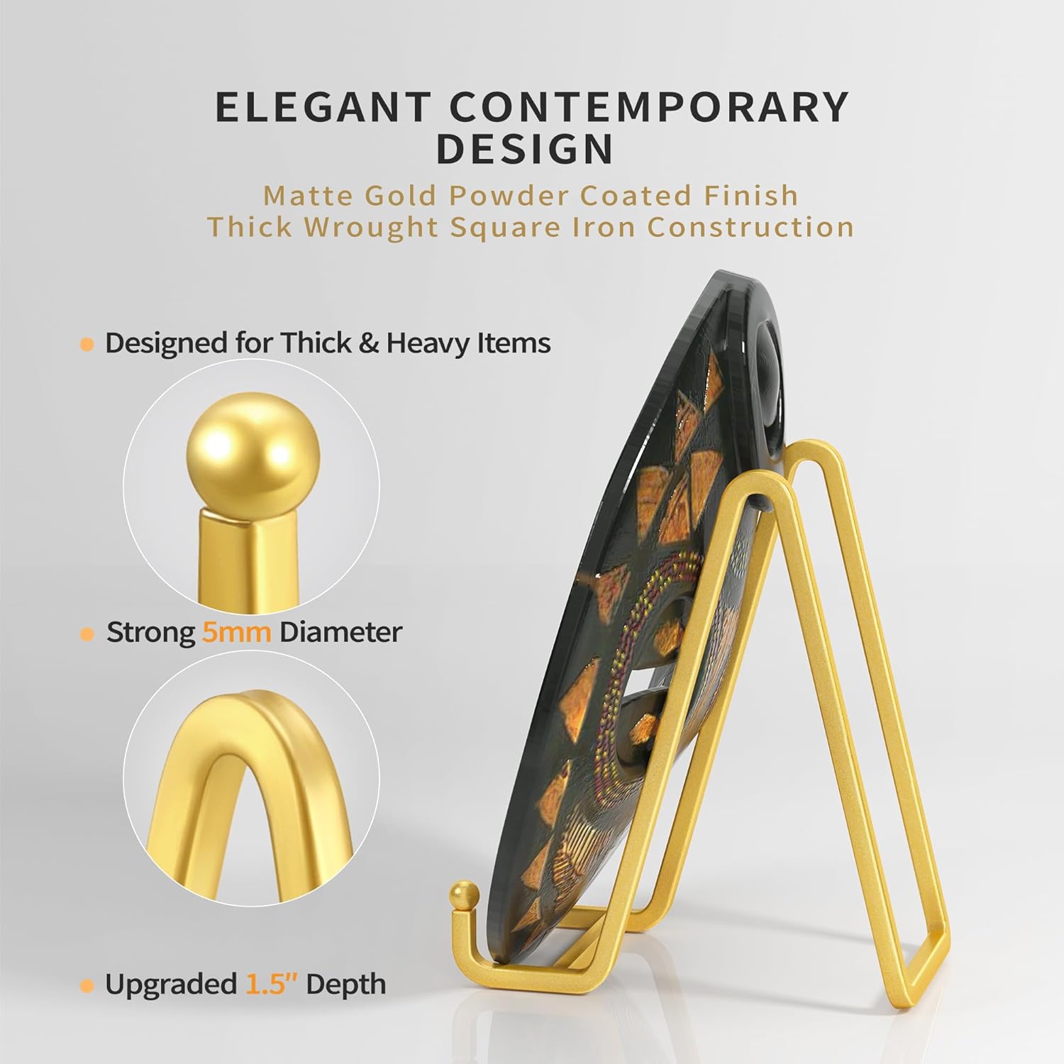 Alternative view of IPAME 6 Inch Metal Square Wire Plate Stands for Display - Gold 2 Pack Holder Stand + Picture Frame Easel for Book, Decorative Plaque, Photo, Platter