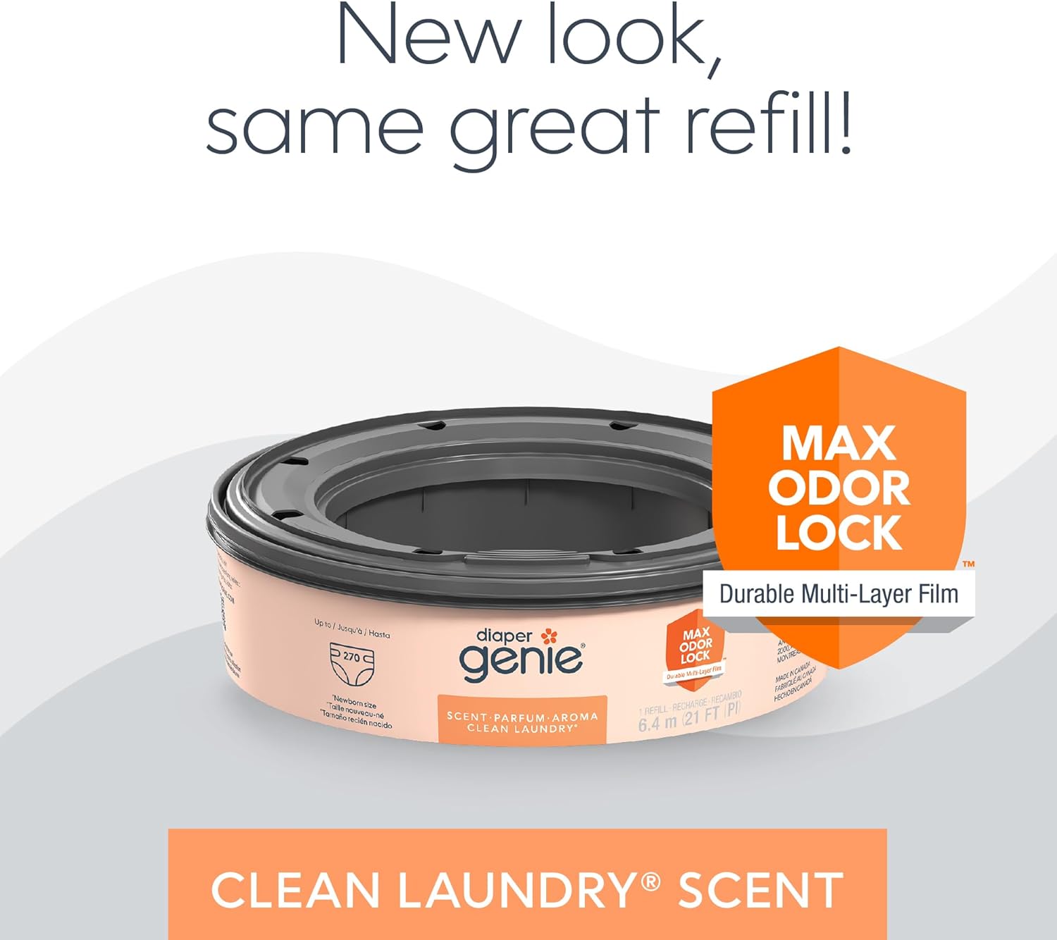 Alternative view of Diaper Genie Bags Refills 270 Count (Pack of 3) Clean Laundry Scent | Diaper Pail Refills with Max Odor Lock | Holds up to 810 Newborn Diapers