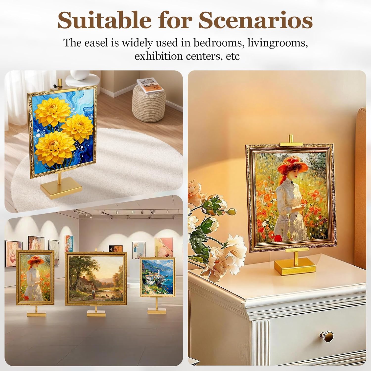 dakewang 1pcs Adjustable Tabletop Easel Stand for Picture Frames, Picture Easels for Display, Gold Easel, Picture Frame Stand, Adjustable Art Easel.(18inch,Gold)