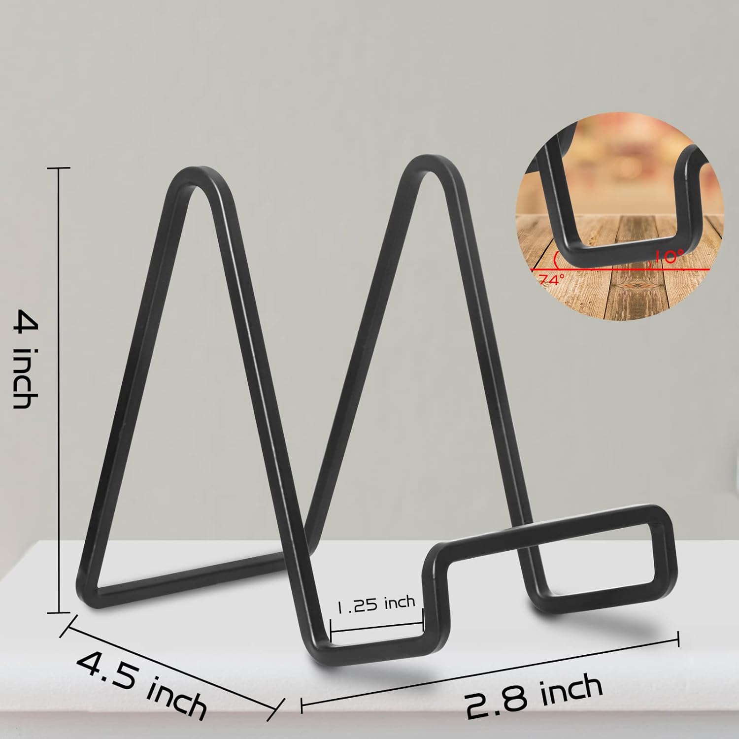 Alternative view of Decolore 4 Pack 4 Inch Black Metal Display Stands Square Plate Holder Display Stand Frame Stand for Picture, Decorative Plate, Photo Easel and Artistic Work