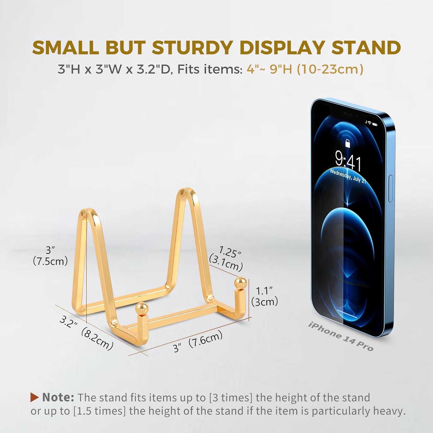 Alternative view of Plate Holder Easel Display Stand - 3 inch Metal Plate Stands for Display - Tabletop Picture Stand - Gold Iron Easels for Display Pictures | Photo Frames | Book | Decorative Plates | Plaque - 1 Pack
