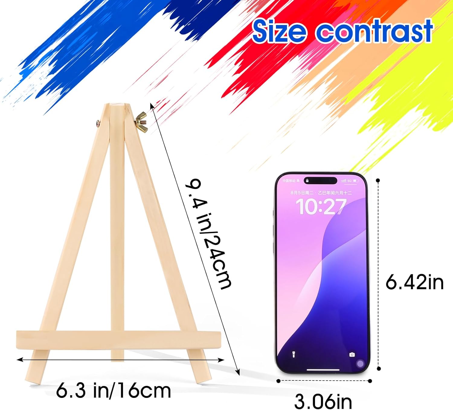 AROIC 9 inch Easel for Painting, 6 Pack Wooden Easel Stand for Sign, Tabletop Easels for Painting Canvases, Small Art Easel Canvas Stand Photo Display Tripod Holder for Kids Adults