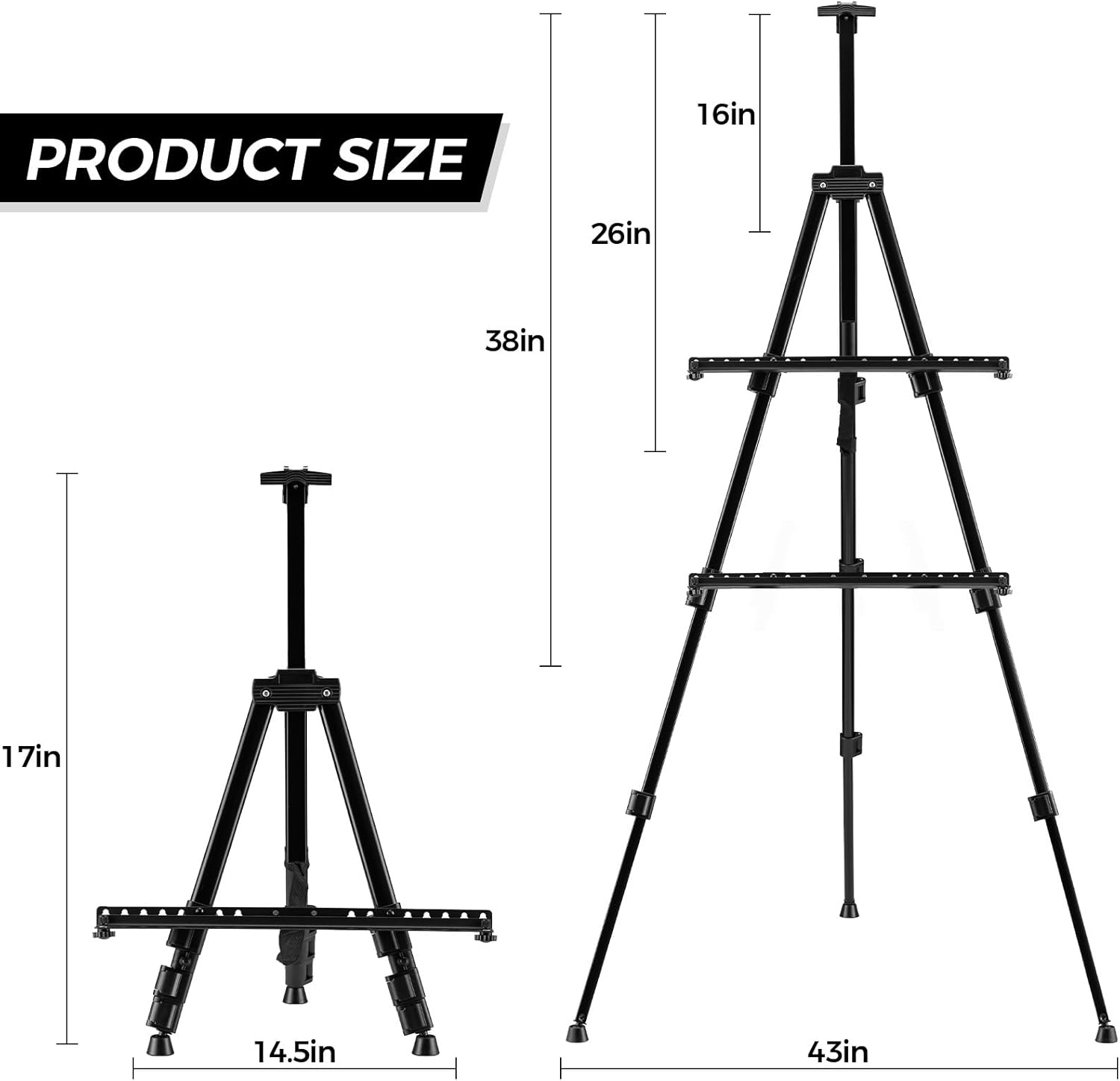 Alternative view of Art Easel for Painting and Display u2013 Adjustable Floor 66 Inch Folding Aluminum Easel Stand for Sign - Table Top Canvas Stand - Portable Drawing Paint Heavy Duty for Artists Adults Holder or Teen