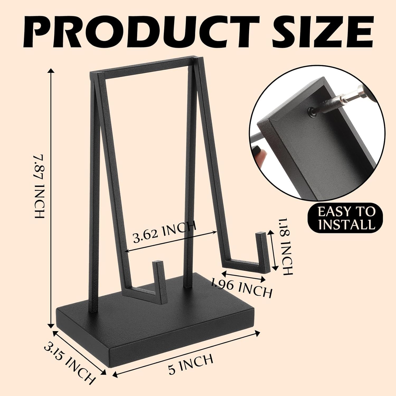 Alternative view of Shimeyao Metal Display Easel Stand 8 x 5 x 3 Inch Black Tabletop Easel Stand Modern Abstract Tabletop Display Holder for Books Plate Photo Frame Artwork Record Albums