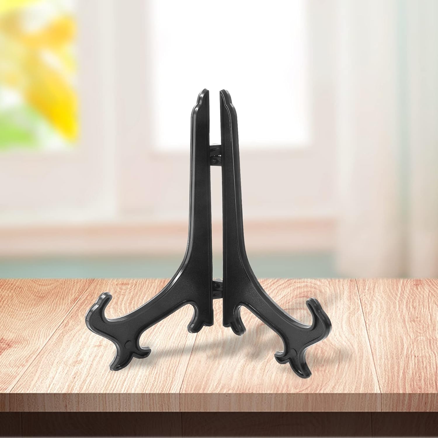 Litoexpe 24 Pcs 3 Inch Black Plastic Easels Plate, Picture Frame Stand Holder Acrylic Display Easels, Baseball Card Display Stand