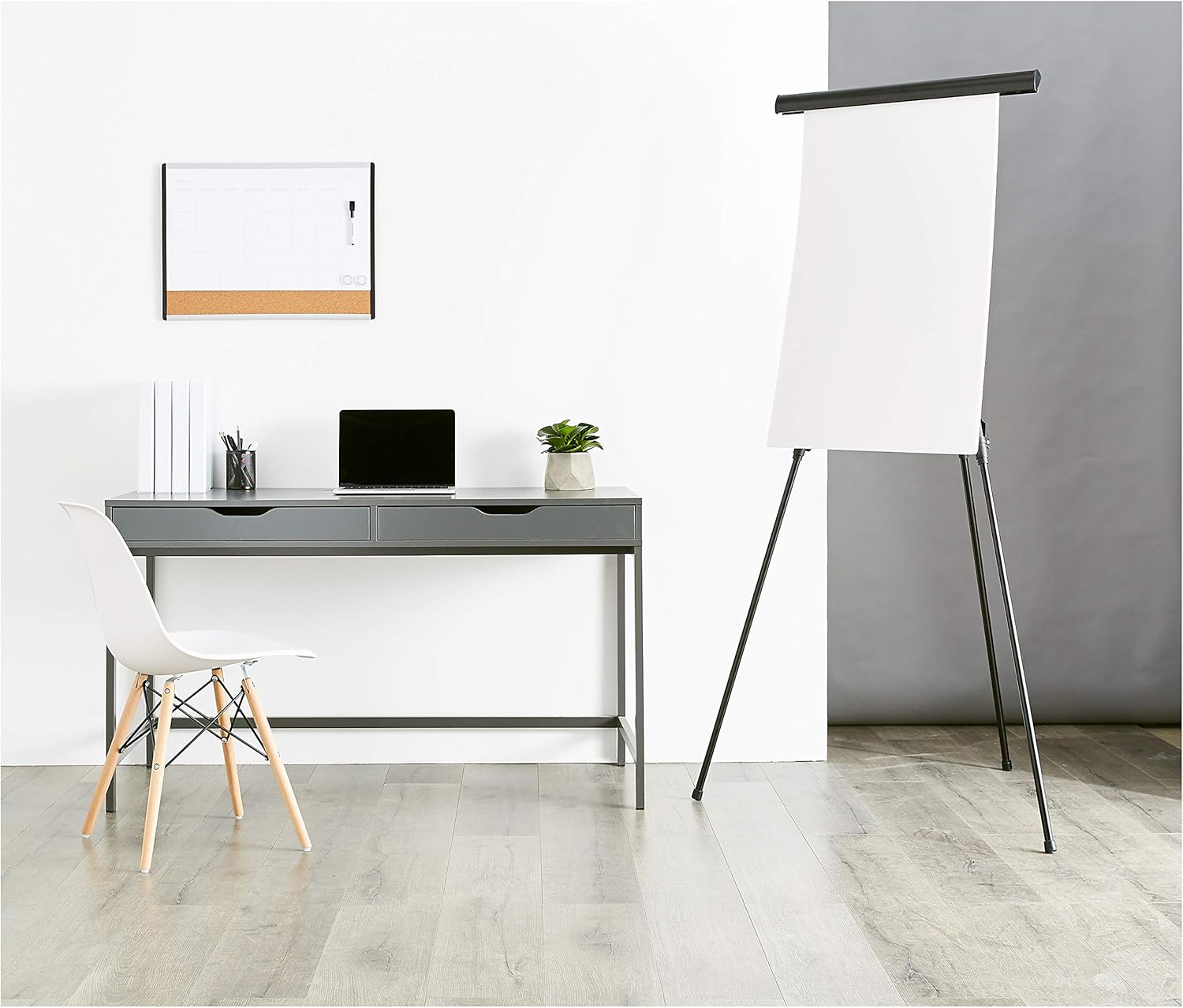 Amazon Basics High Boardroom Black Aluminum Flipchart Whiteboard and Display Easel Stand with Adjustable Height Telescope Tripod, Black, 37 x 18 x 28 Inches