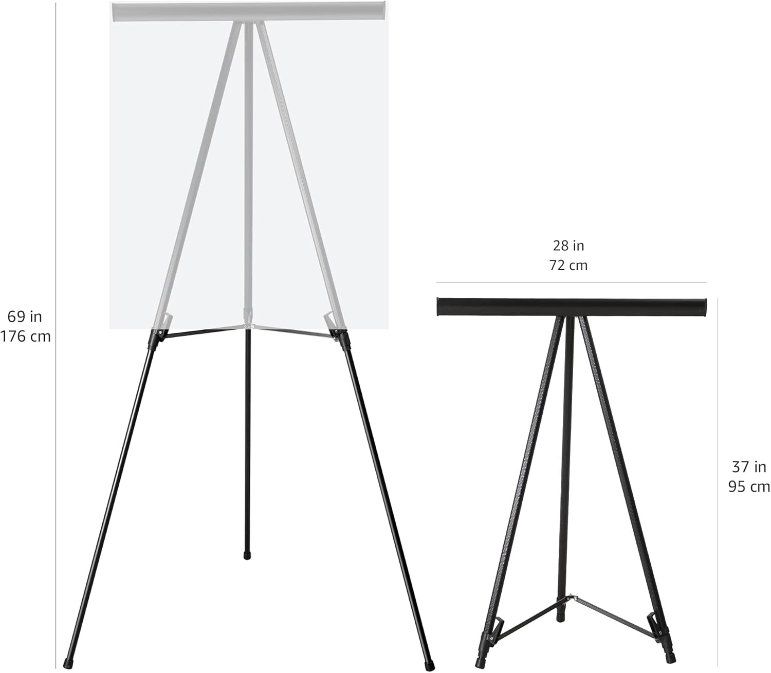 Alternative view of Amazon Basics High Boardroom Black Aluminum Flipchart Whiteboard and Display Easel Stand with Adjustable Height Telescope Tripod, Black, 37 x 18 x 28 Inches