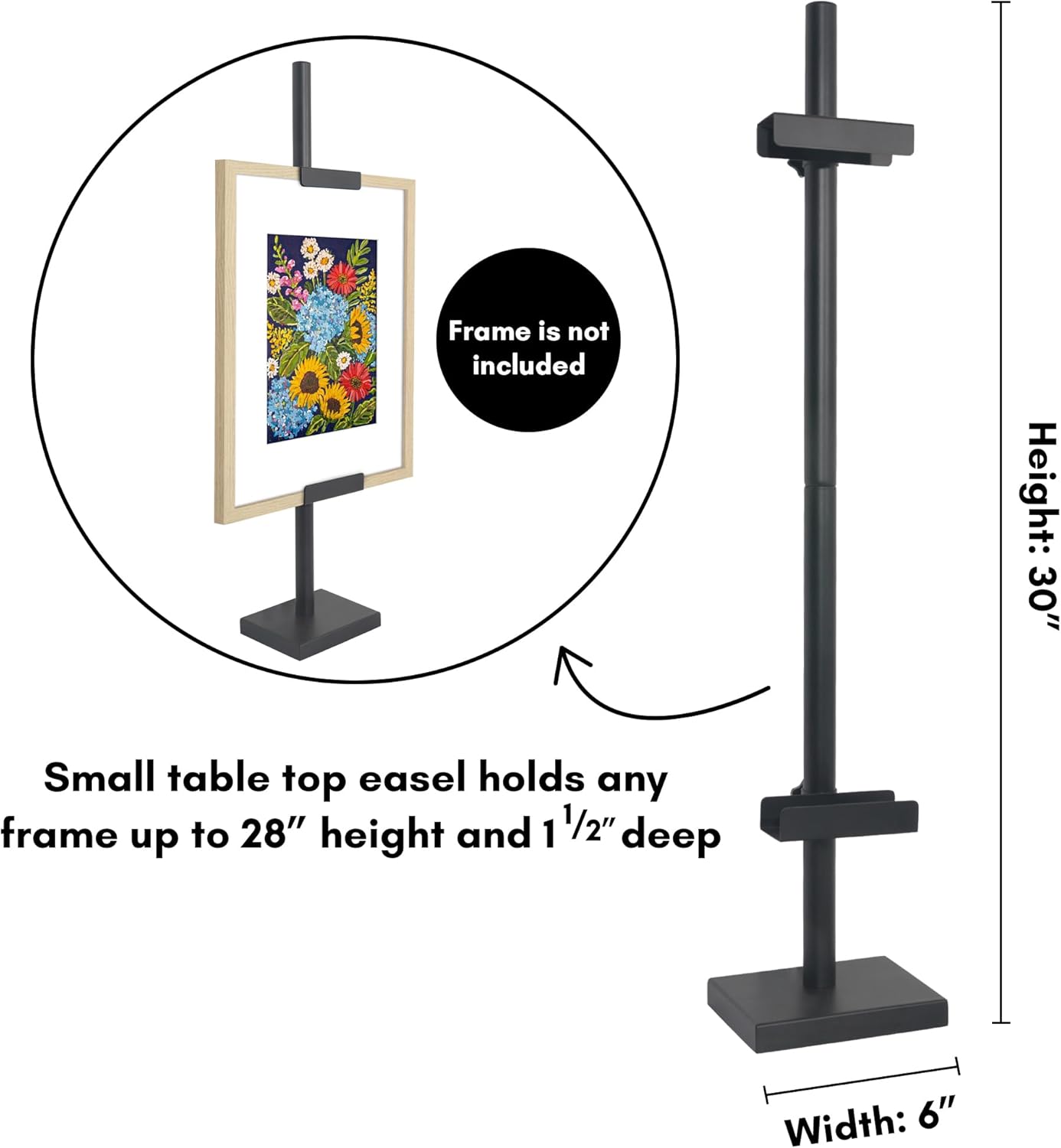 Alternative view of Americanflat Adjustable Tabletop Easel Stand for Picture Frames up to 28" - Ideal Picture Frame Stand to Display Art, Signs, or Photos - Use Easel Stands for Home or Events - Black