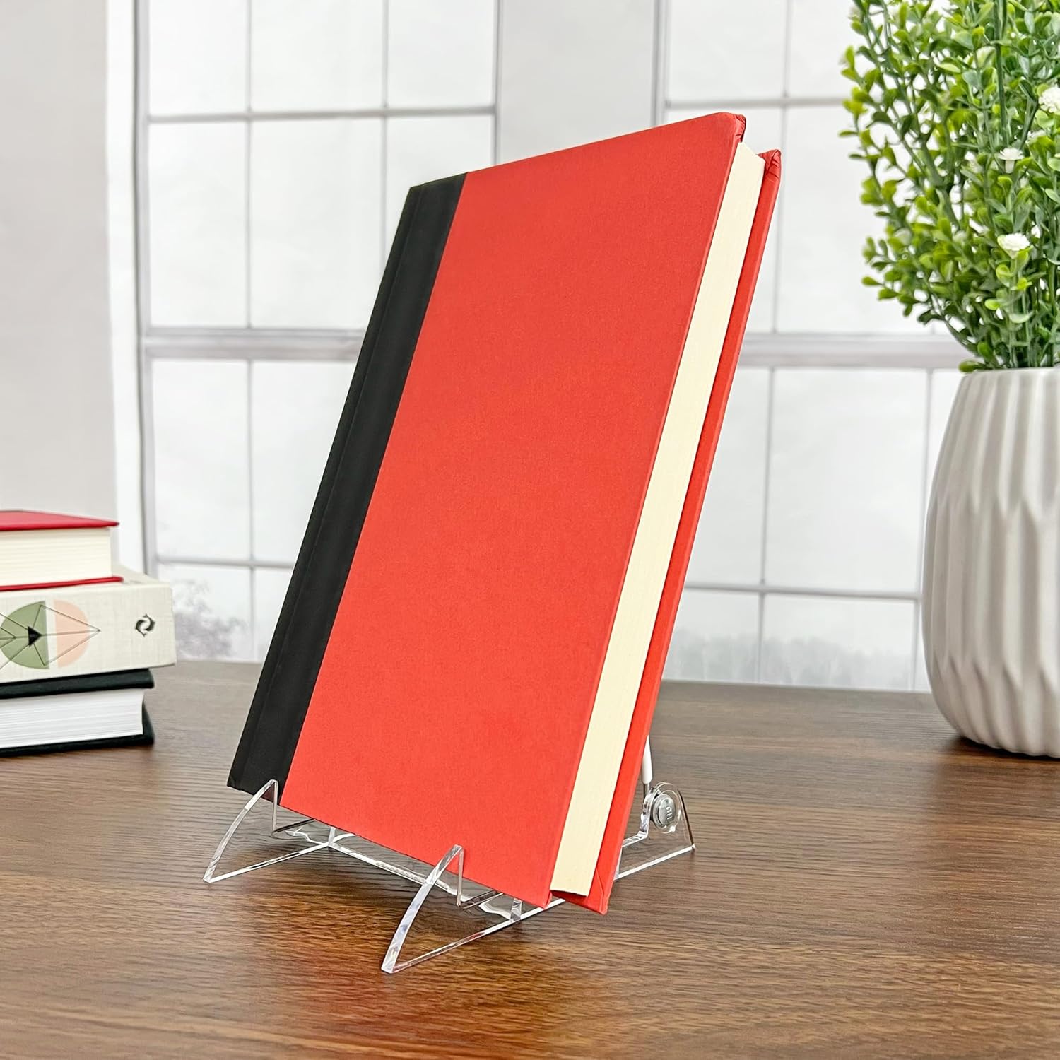 GIBSON HOLDERS 3PL Adjustable White Wire and Clear Acrylic Display Easel, 3.875" W x 5.375" D x 5.25" H, Pack of 6