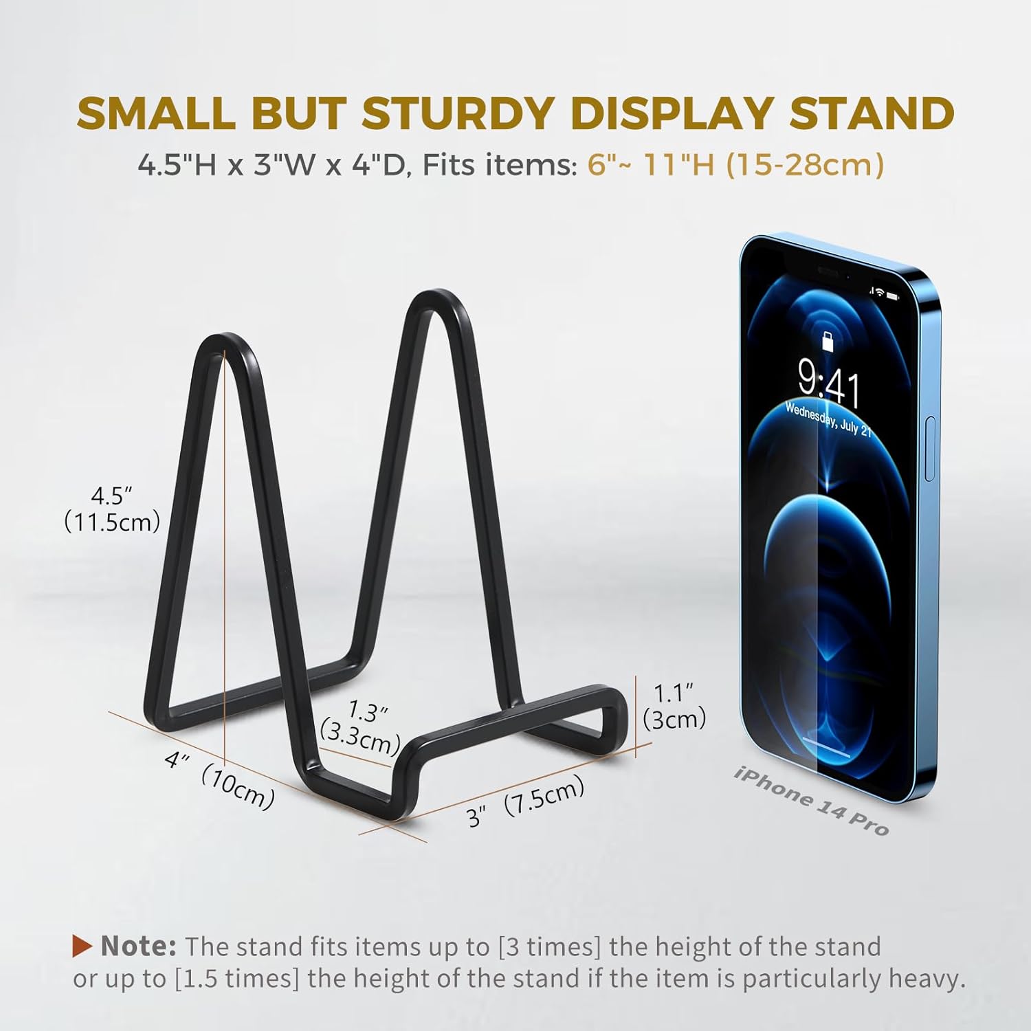 Alternative view of Plate Holder Easel Display Stand - 4.5 inch Metal Plate Stands for Display - Tabletop Picture Stand - Black Iron Easels for Display Pictures | Photo Frames | Book | Decorative Plates | Plaque - 1 Pack