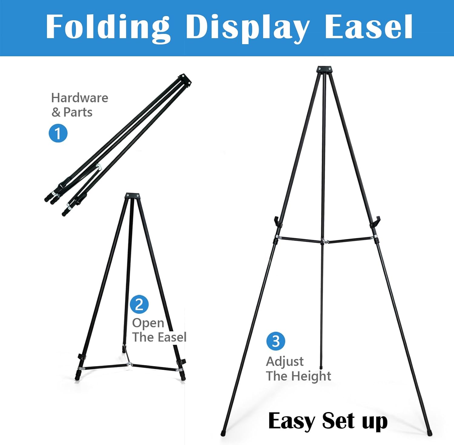 Alternative view of Falling in Art 70" Adjustable Aluminum Display Easel Stand, Versatile Tripod Easel for Artistic Presentations Stand, Lightweight and Sturdy for Art Shows, Exhibitions, and Studios, Holds 20 lbs