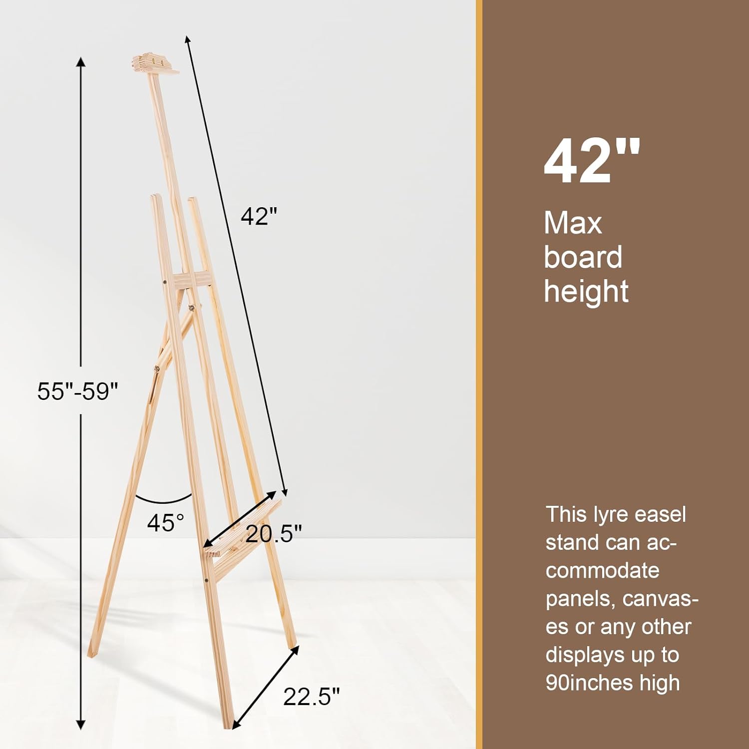 Alternative view of Falling in Art Easel Stand for Painting, Adjustable Wooden Easels for Painting Canvas Up to 42", Folding Art Easel for Drawing, Wedding Sign and Poster, Suitable for Kids and Adults