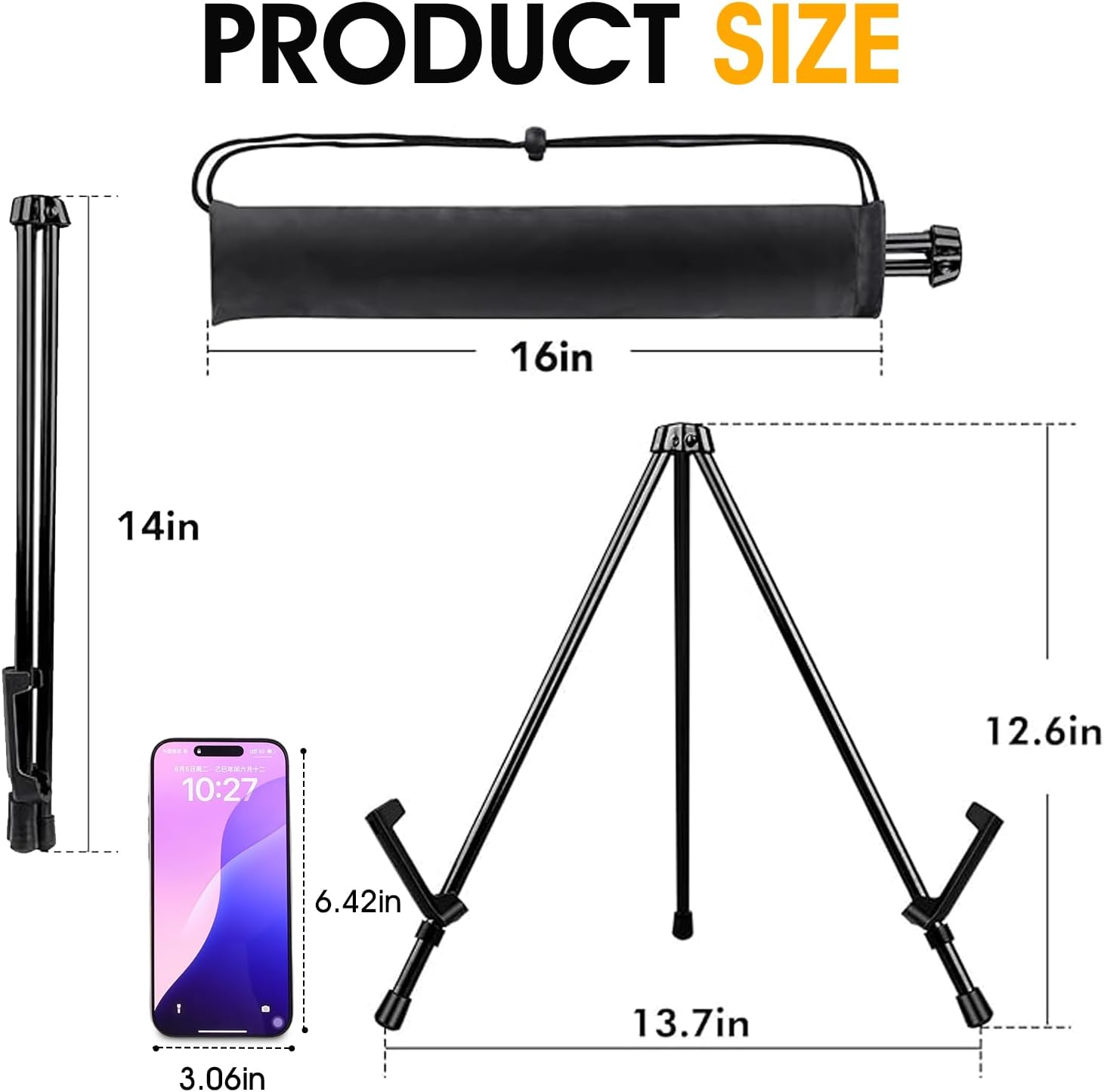 Alternative view of AROIC 3 Pack 14'' Tabletop Easels, Black Steel Table Top Easels for Display, Adjustable Portable Table Top Easel for Paintings, Signs, Posters,Frame Pictures(with 3 Bags)