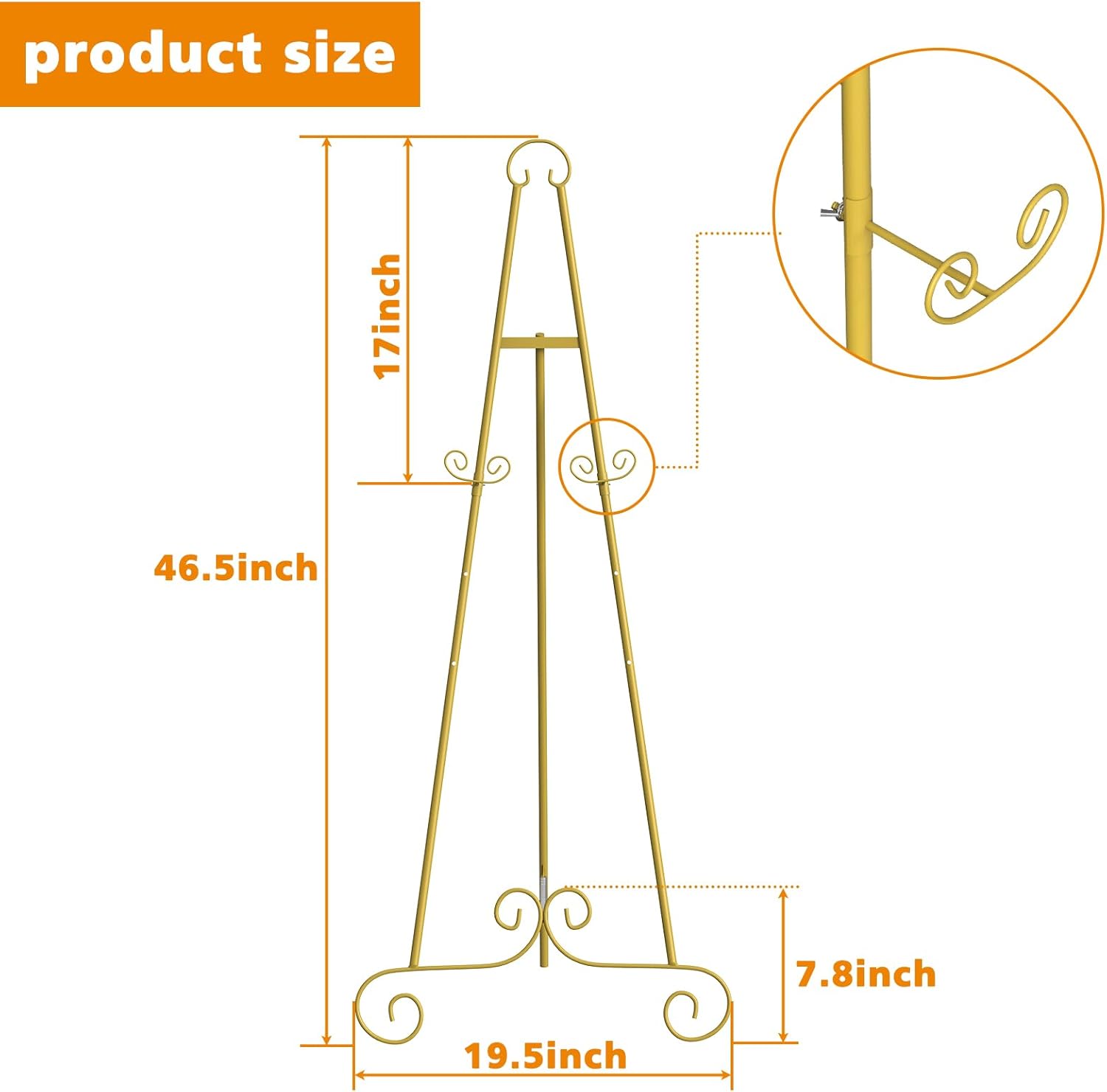Alternative view of Gold Easel Stand for Sign,Adjustable Easel Dispaly Stand, Metal Easels for Dispalying Pictures,Easels for Wedding Poster Holder,Display Stand with Chain Support