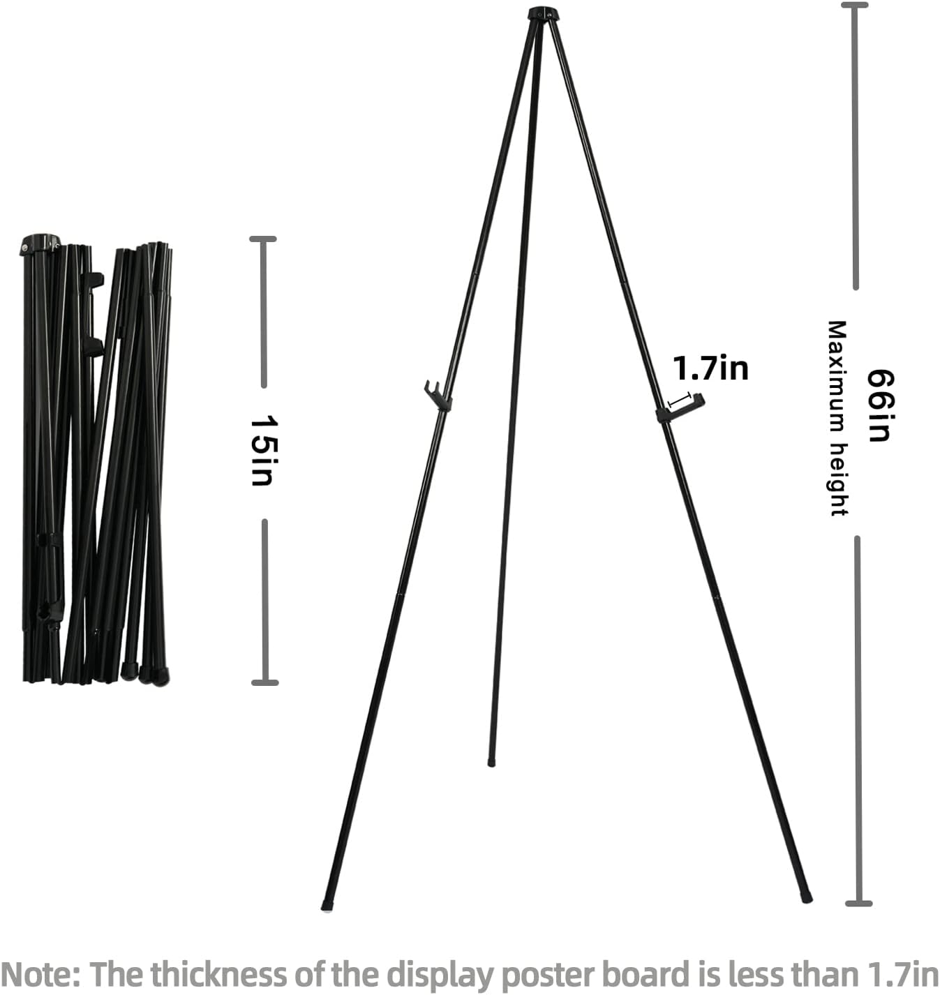 Alternative view of Mutualsign Easel Stand for Display Floor Easels for Signs Black Tripod for Poster Welcome Board Stands, Base 63" Max