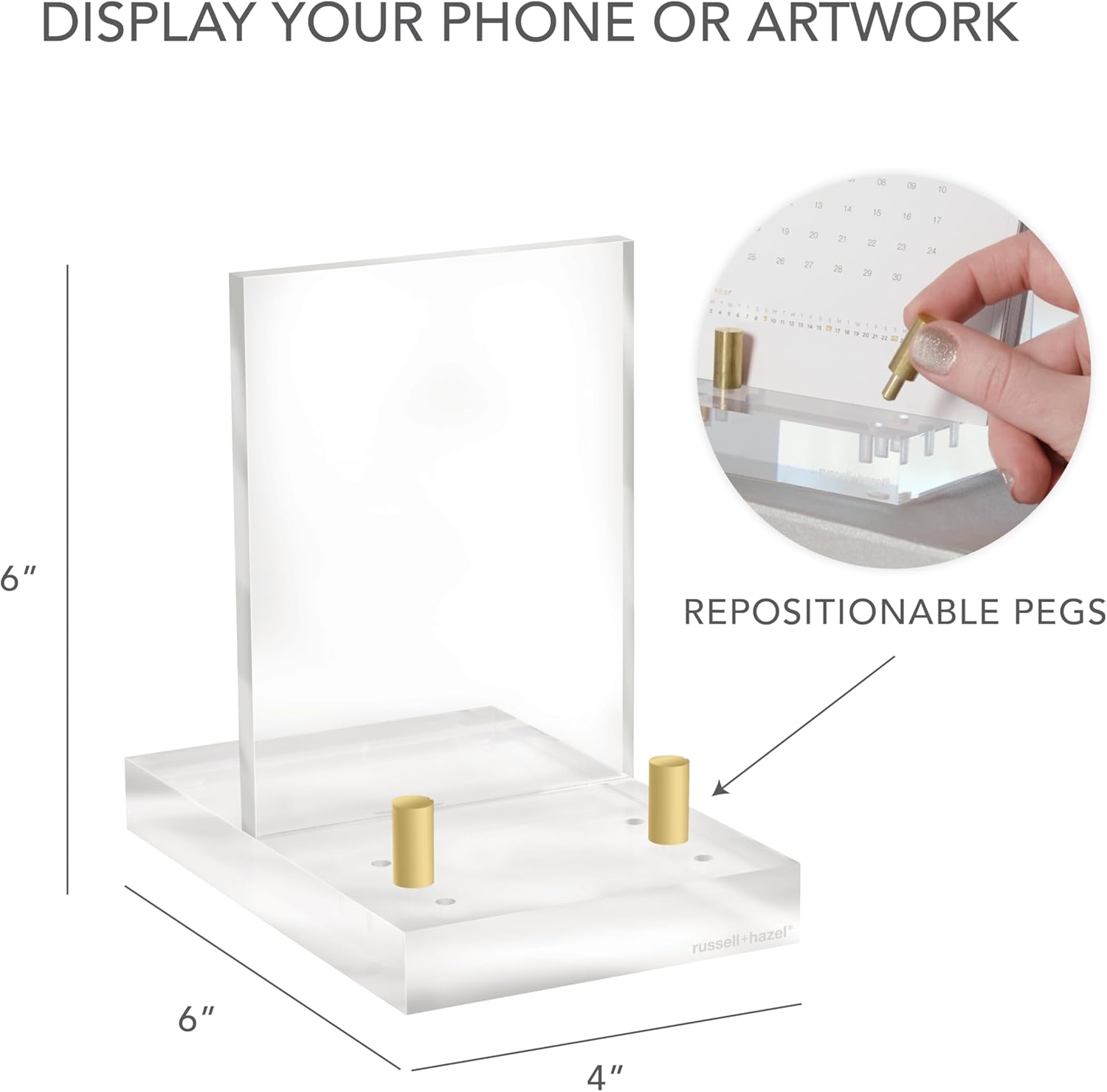 Alternative view of russell+hazel Acrylic Easel Display, Clear, 4u201D x 6u201D x 6u201D