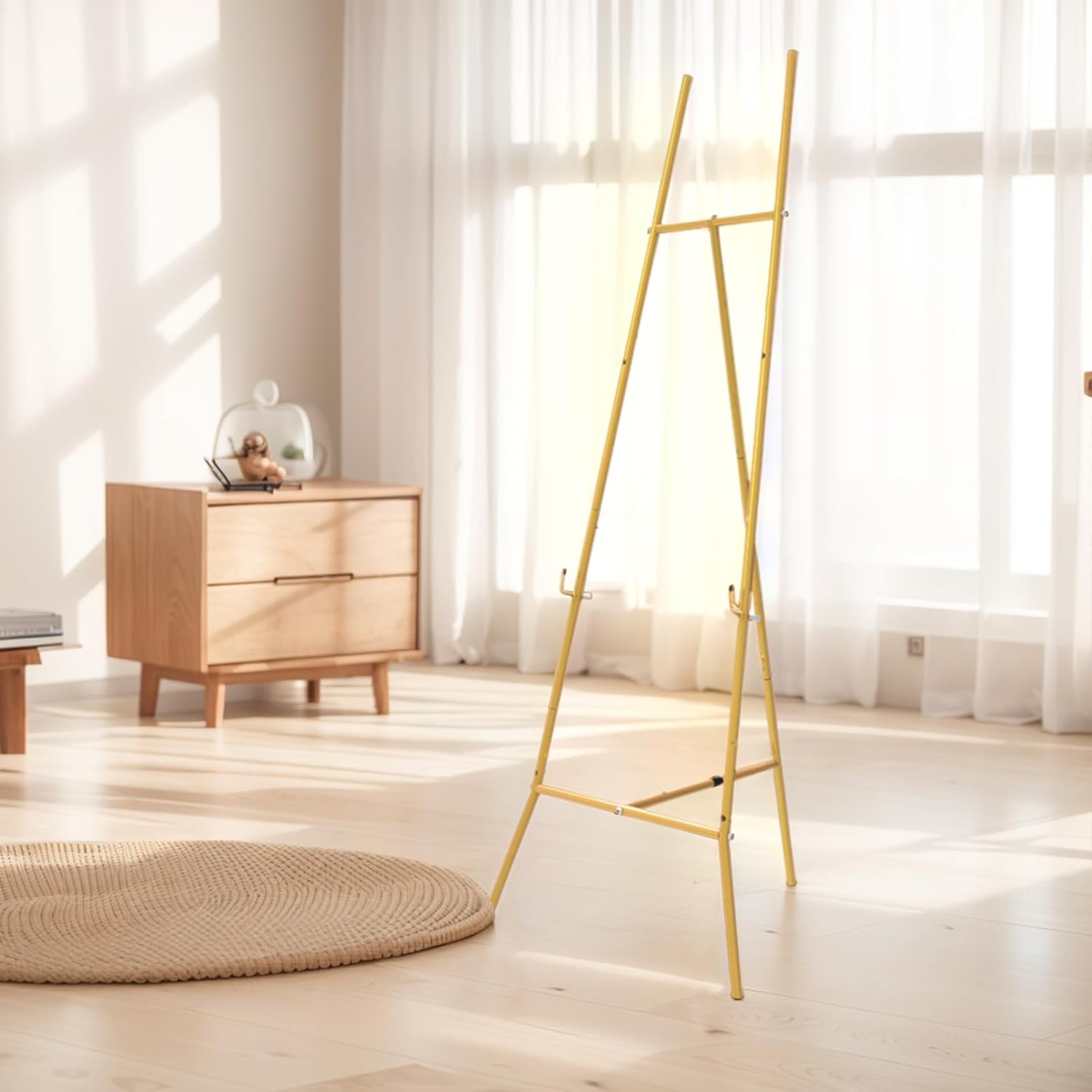 Gold Easel Stand for Sign - Heavy Duty Metal Freestanding Adjustable Display Stand (3-Tier), Large Professional Easel for Paintings, Artwork & Commercial Displays, Durable Exhibition Easel