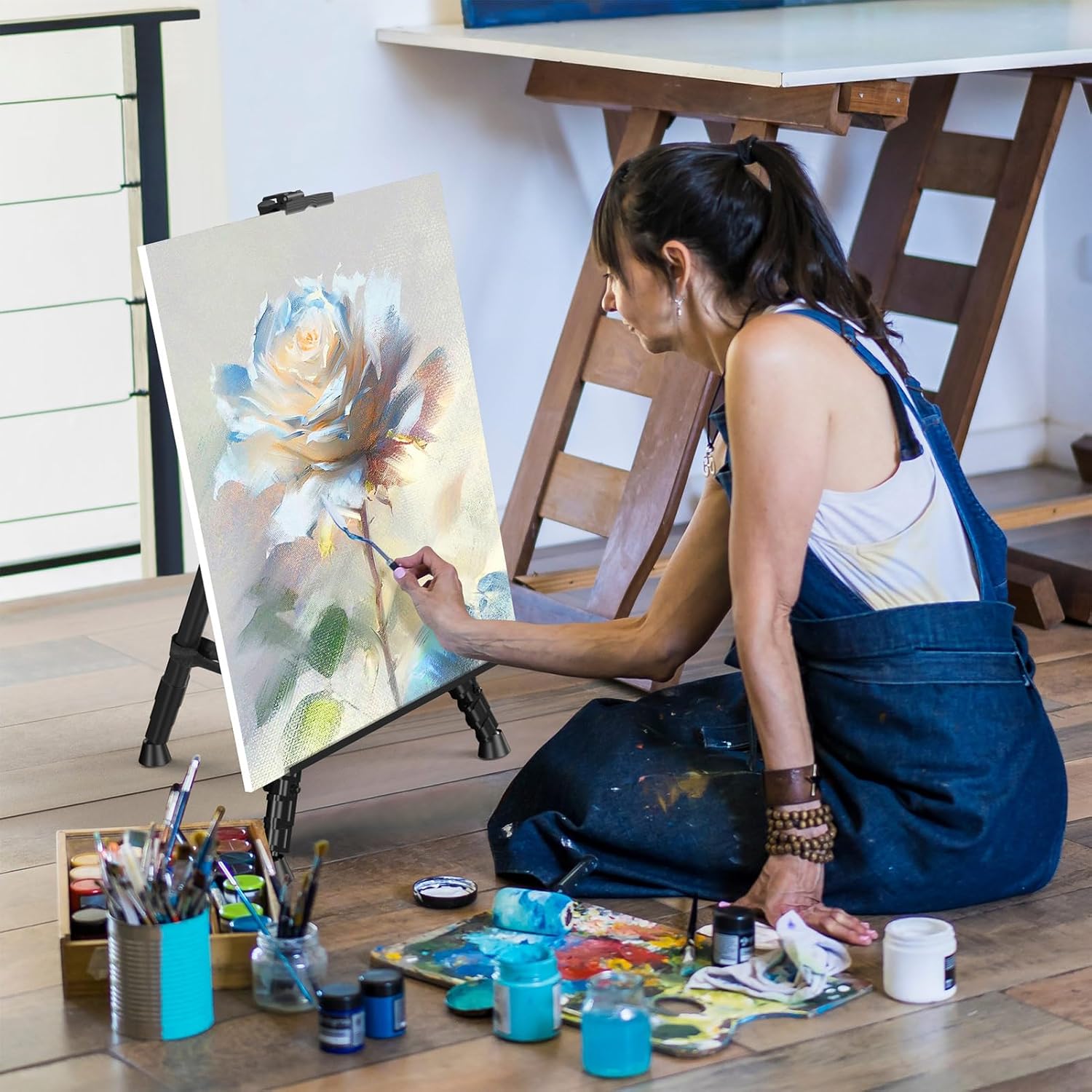 Easel Stand for Sign, Hemndic 66" Easels Stand for Painting Heavy Duty, Portable Travel Easel for Display (2 Pack)