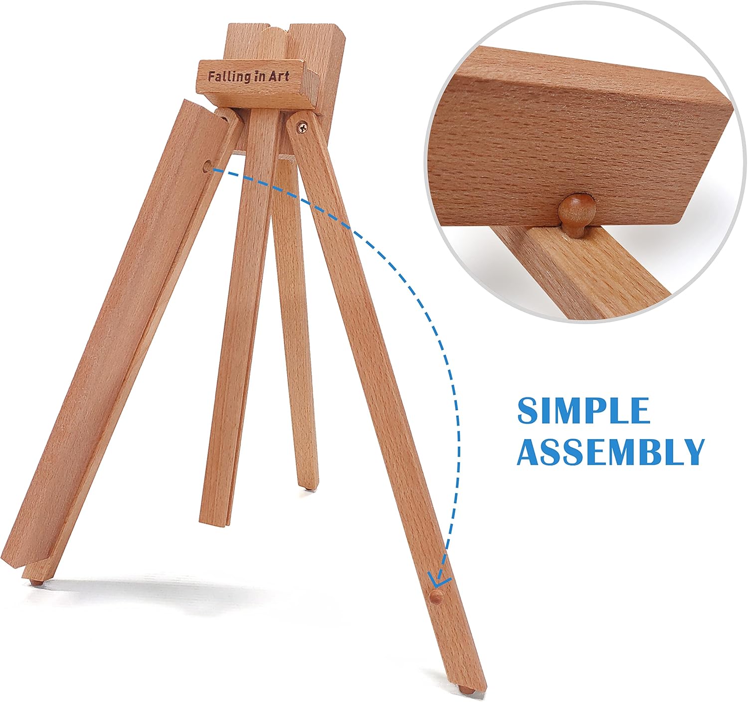 Alternative view of Falling in Art Beechwood 25" Tabletop Easel Display Stand for Painting - Holding Canvas Up to 22 1/2 Inches High, A-Frame Artist Tripod with Rubber Feet, Portable Photo and Sign Holder