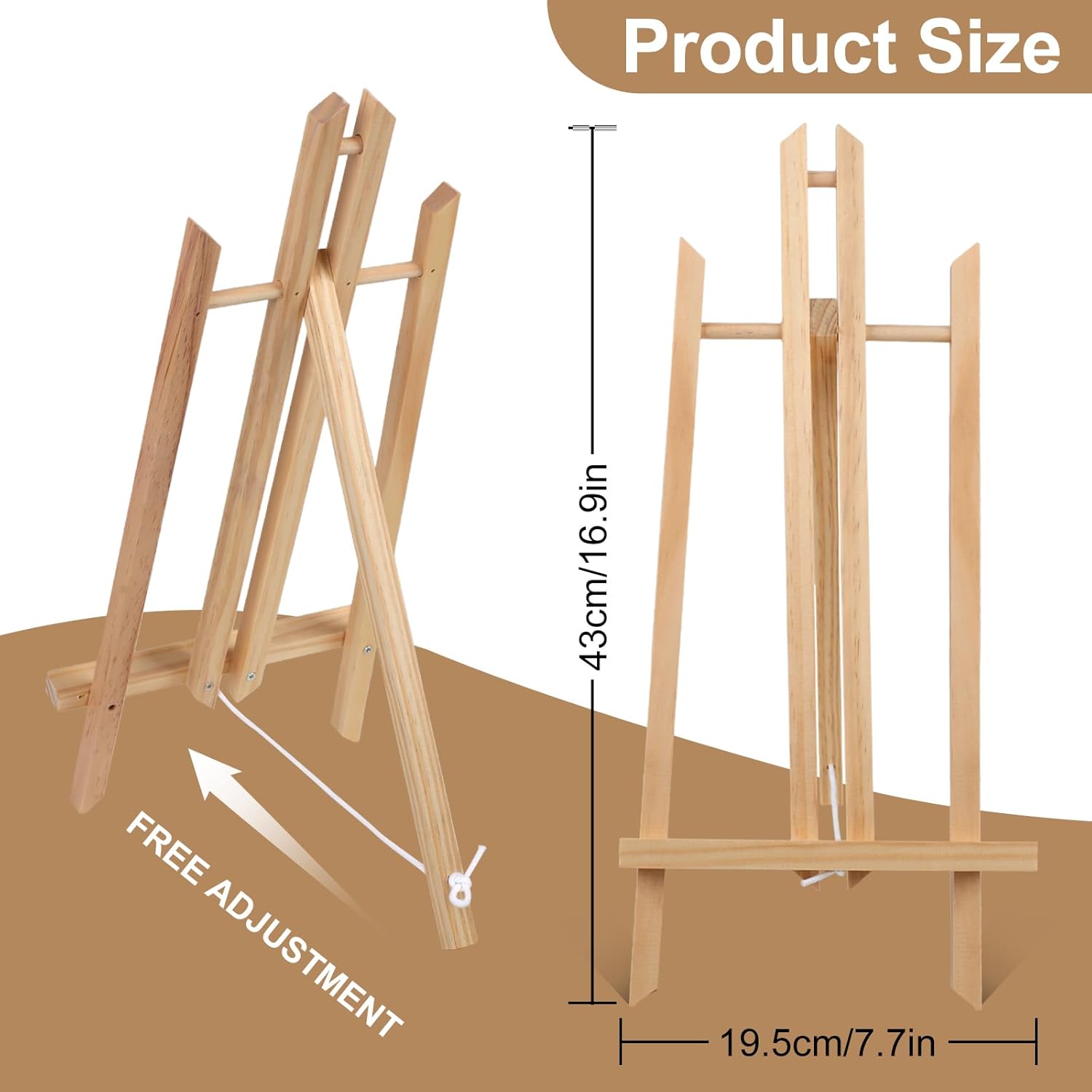 Alternative view of 2PCS 17 Inch Desktop Easel, Party Easel, Wooden Easel - Versatile Tabletop Art Display Stand for Creative Projects and Events