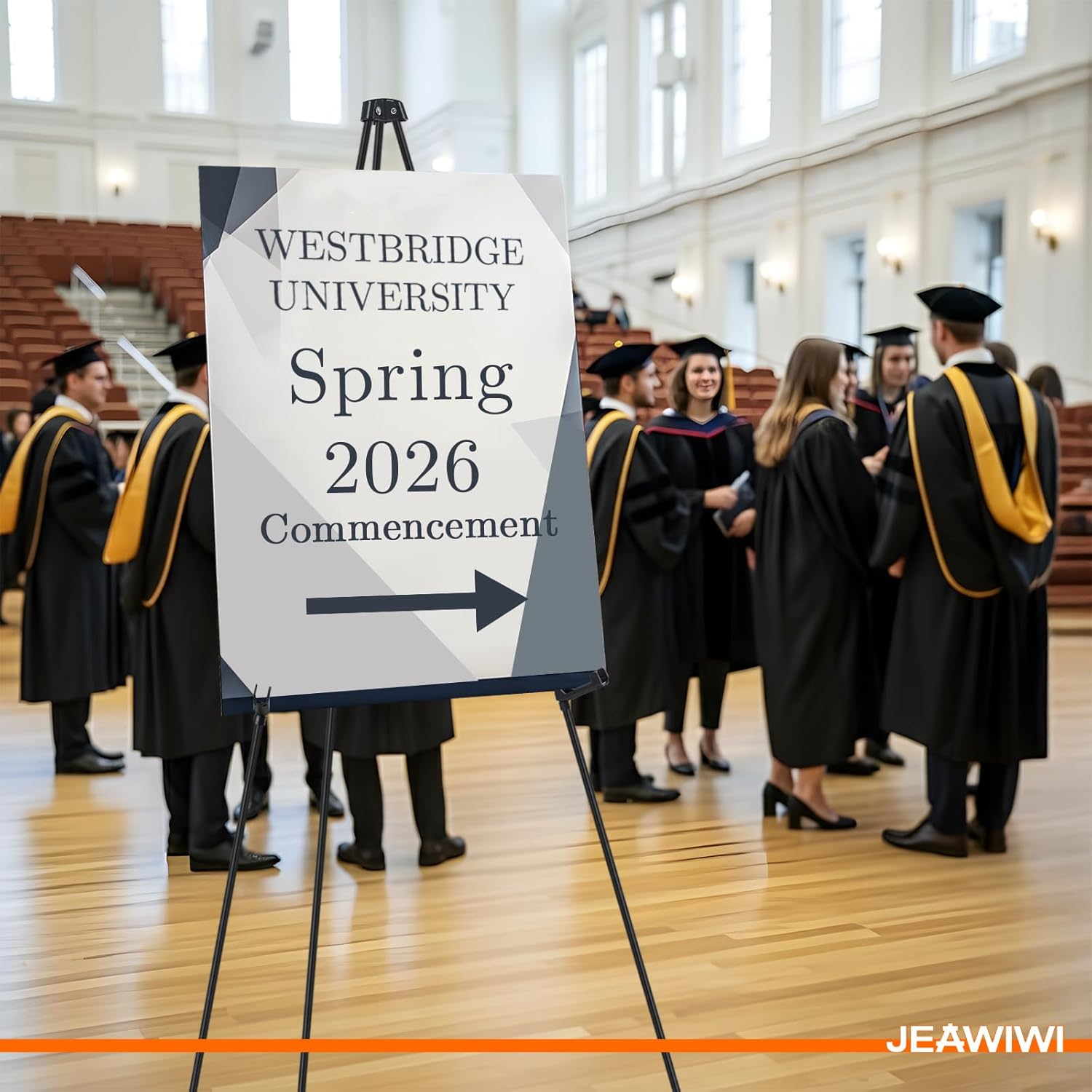 JEAWIWI Black Easel Stand for Wedding Sign, Poster Stand for Display, Collapsible Metal Art Easel for Painting, Floor Standing Easels for Birthday, Baby Shower Party, 66 Inch, Supports 6 Pounds, 3PCS