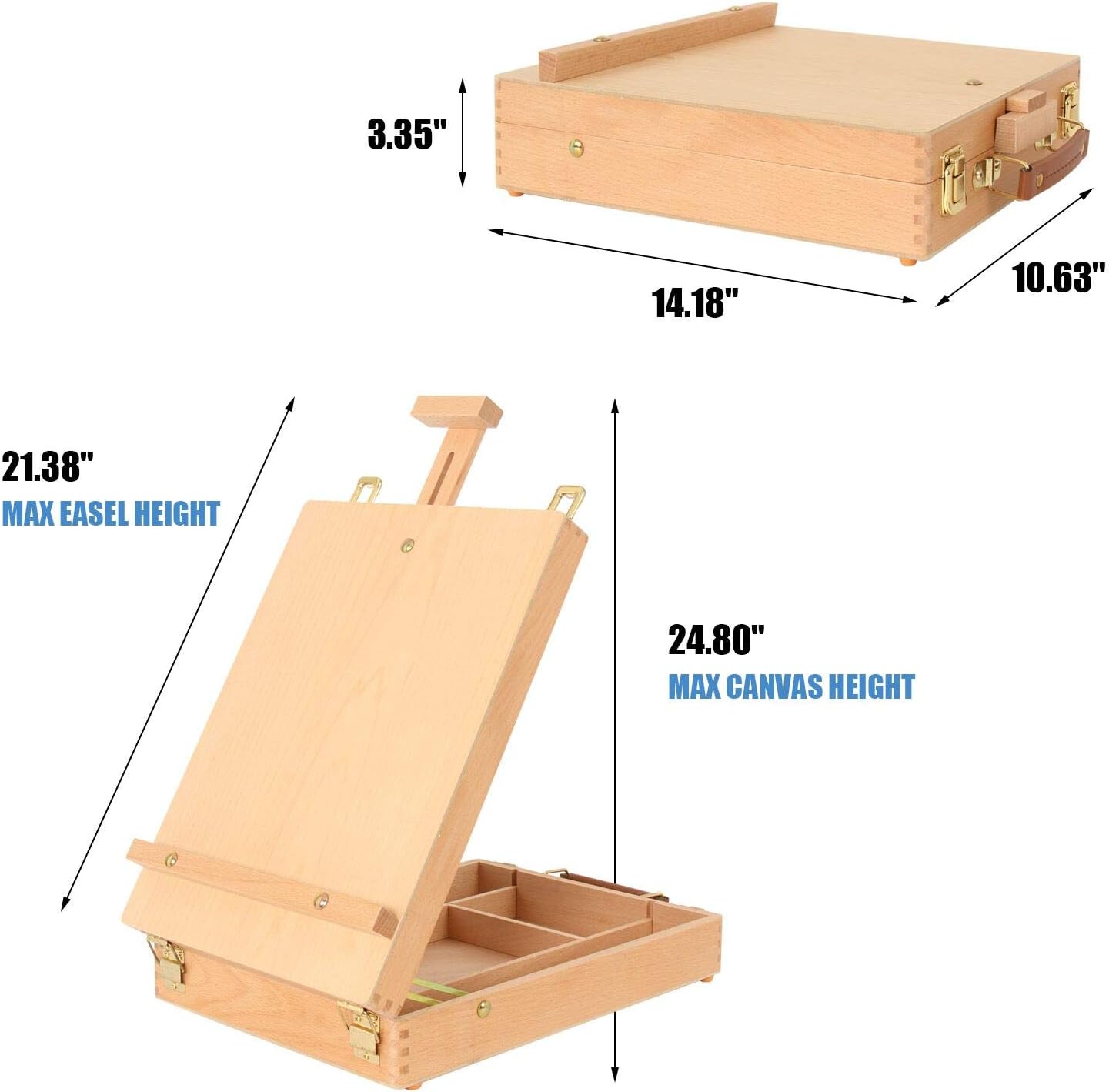 Alternative view of Art Supplies Box Easel Sketchbox Painting Storage Box, Adjust Wood Tabletop Easel for Drawing & Sketching Student (Painting Easel Box)