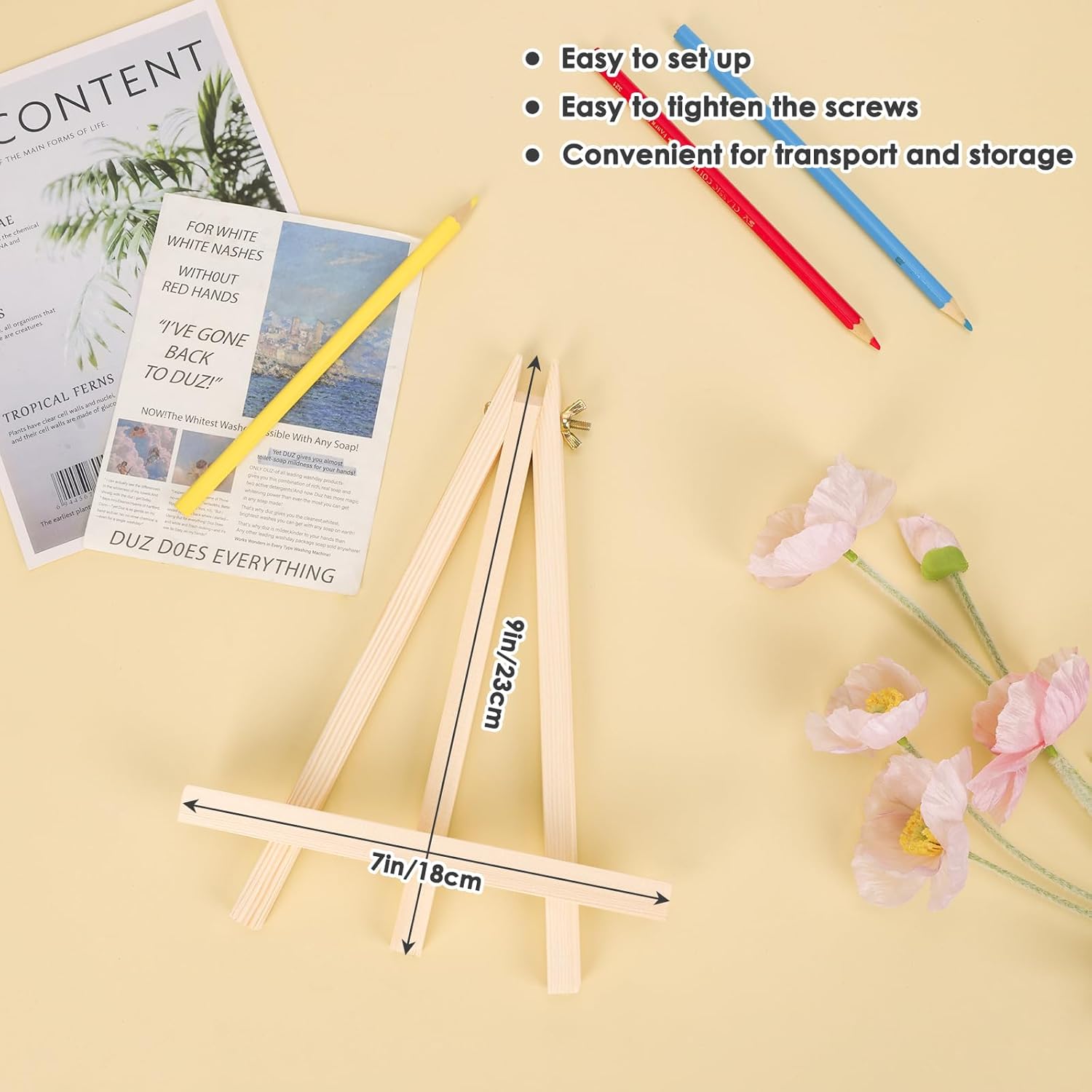 Jekkis Easel for Painting, 9-Inch Tabletop Easels Set of 12, Tall Wood Display Stands for Canvas, Art Craft Easel for Artists and Students