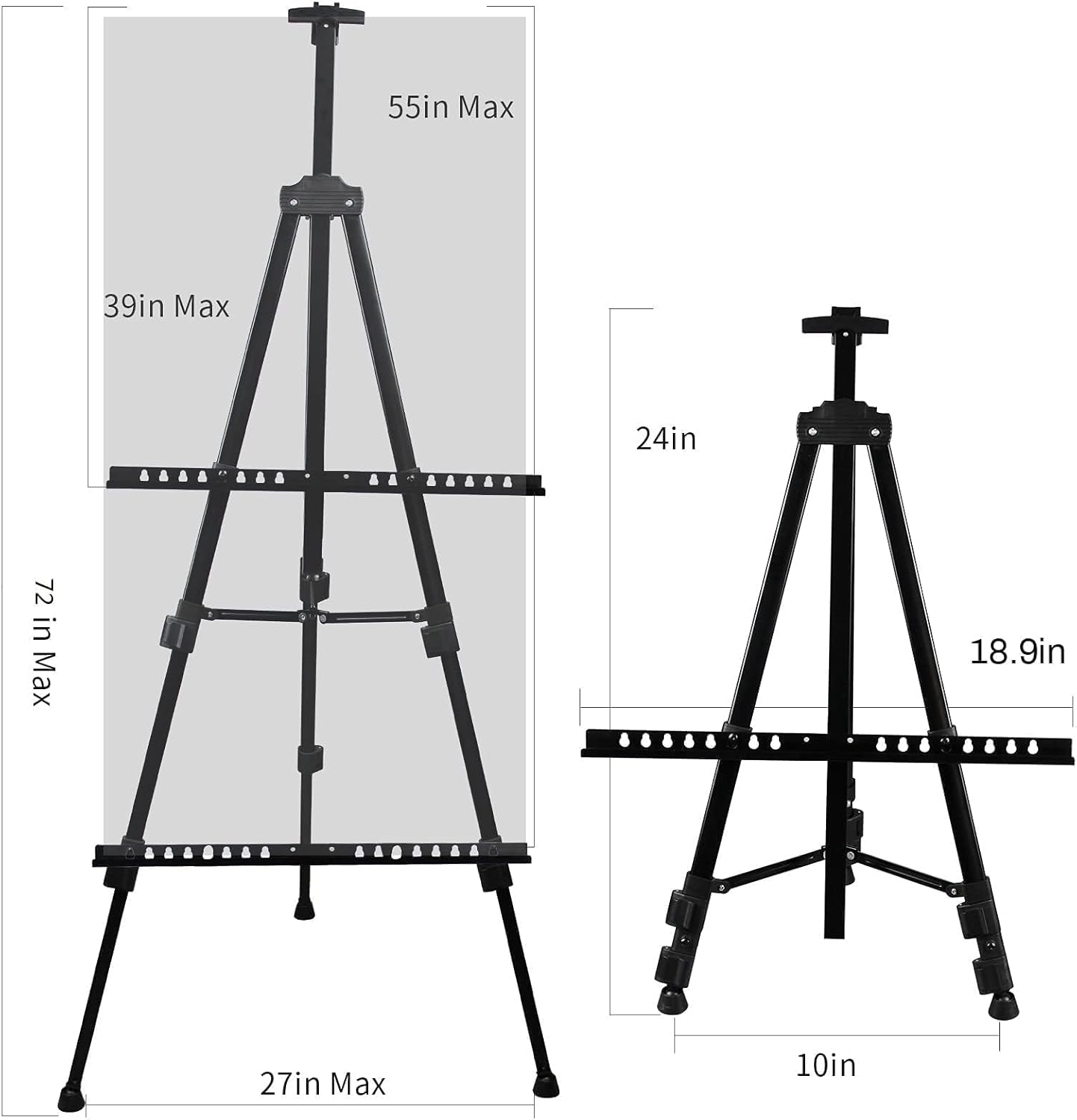 Alternative view of RRFTOK Art Painting Display Easel Stand,72Inches Portable Adjustable Metal Tripod with Artist Easels for Canvases Height from 22-72u201Dfor Table-Top/Floor Paint and Displaying,Black