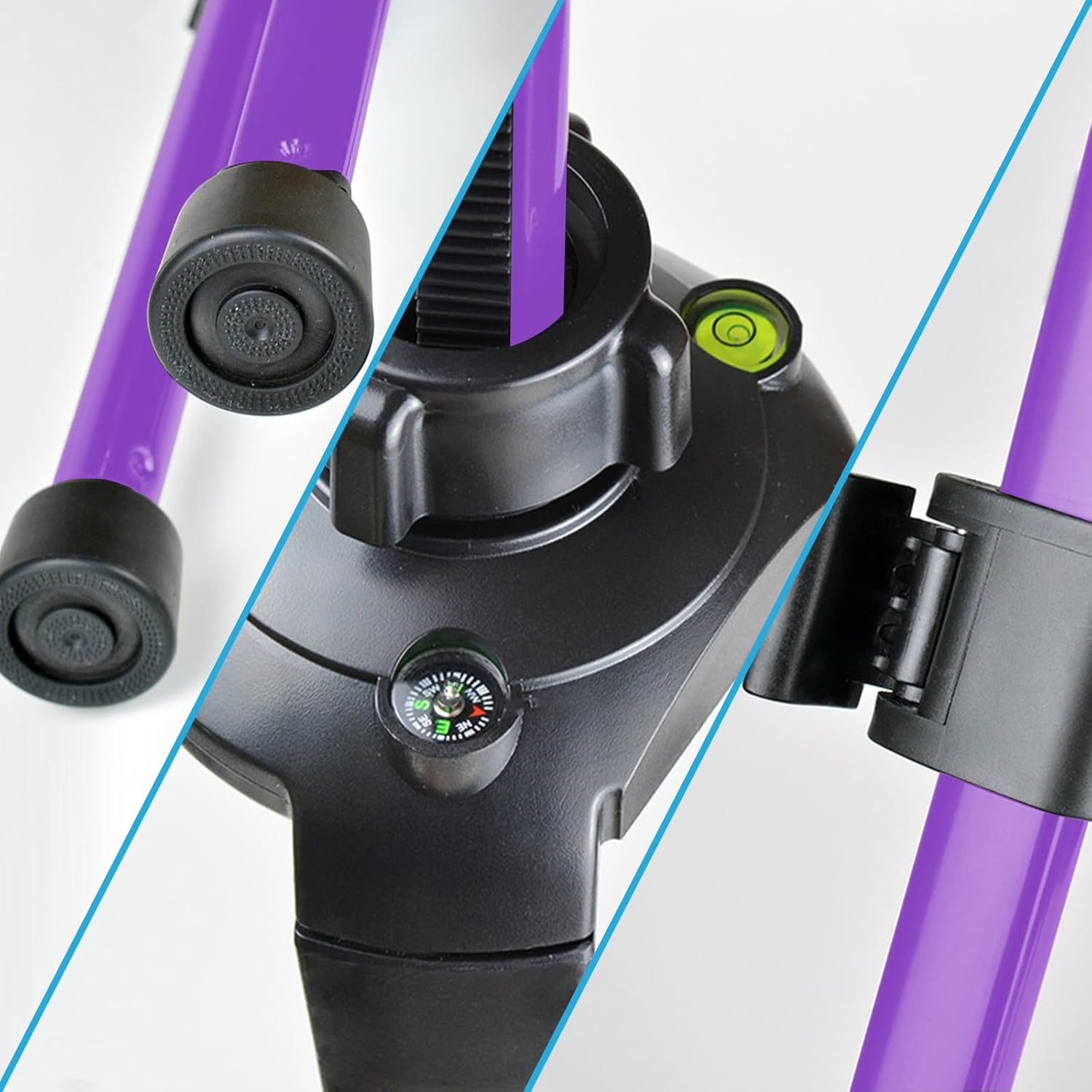 Easel for Painting, Portable & Foldable Easels Stand, Height-Adjustable 22'' to 62'', Equipped with Tray, Water Bucket Hook, Spirit Level, Compass & Carrying Bag for Art Display,Travel - Purple - Image 6