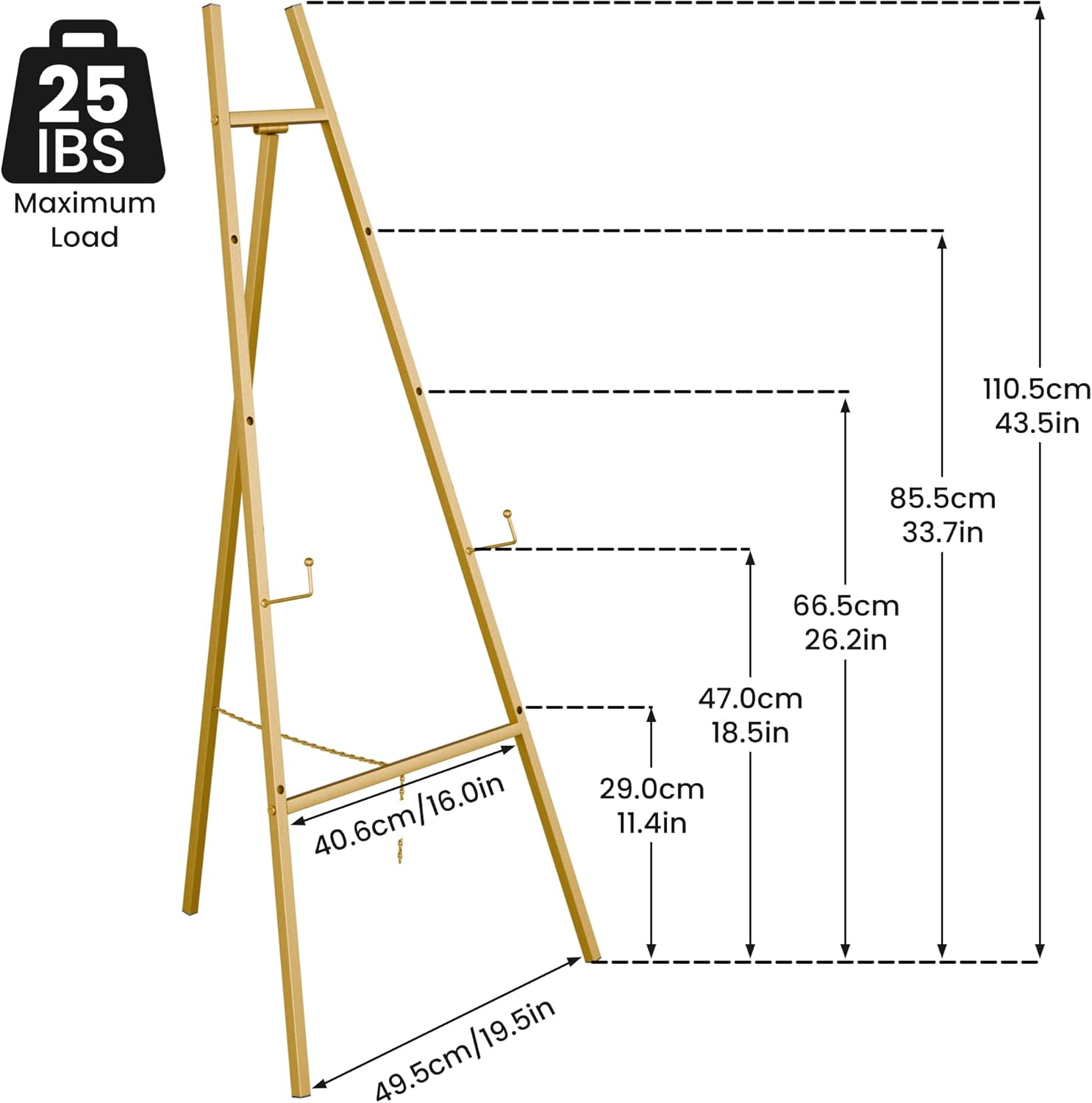 Alternative view of Gold Easel Stand for Sign, Heavy Duty Easel, 4-Tier AdjustableArt Easel for Painting, Wedding Sign1pc