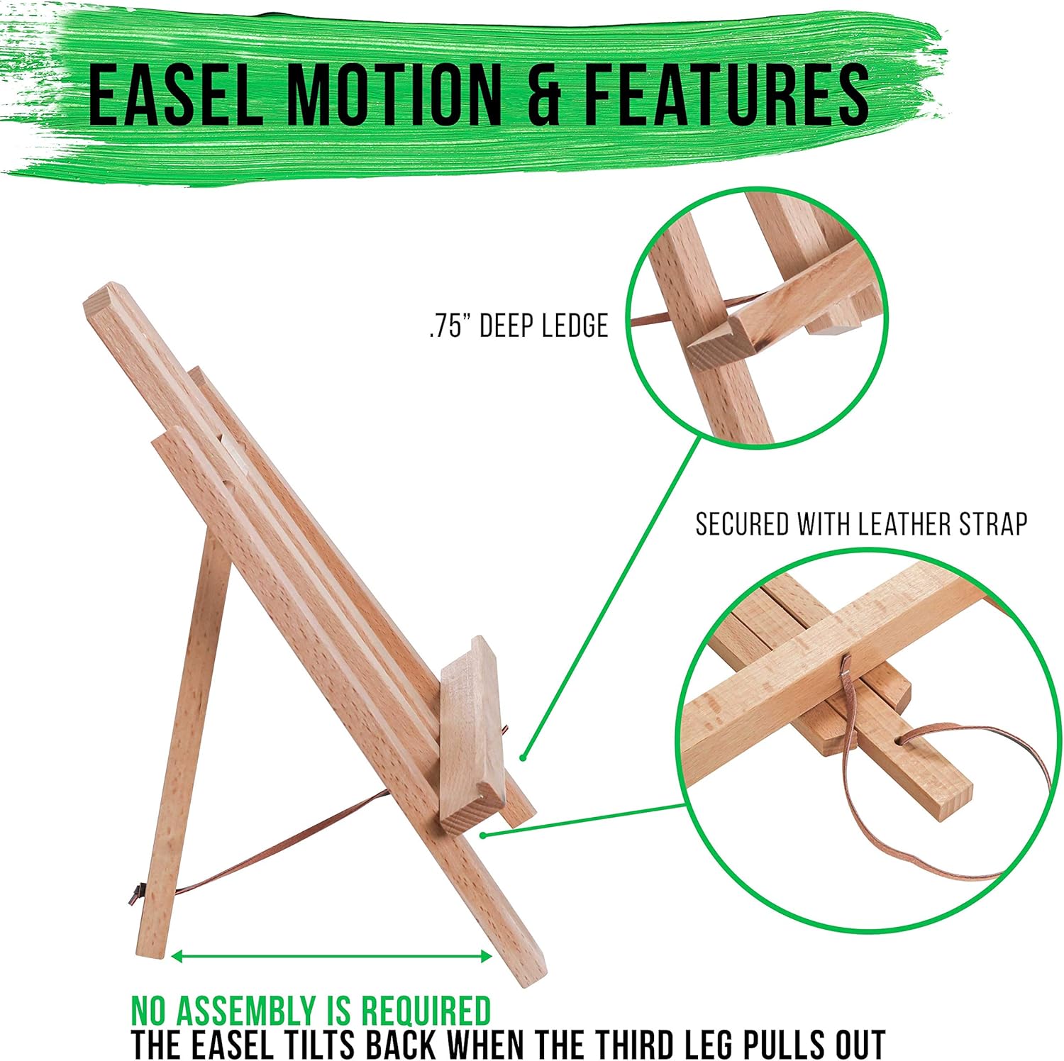 Alternative view of U.S. Art Supply 11" Small Tabletop Display Easel - Beechwood Artist A-Frame Display Stand, Wooden Easel for Painting, Canvas Stand, (Pack of 1) Classrooms Events Photo Picture Sign Holder