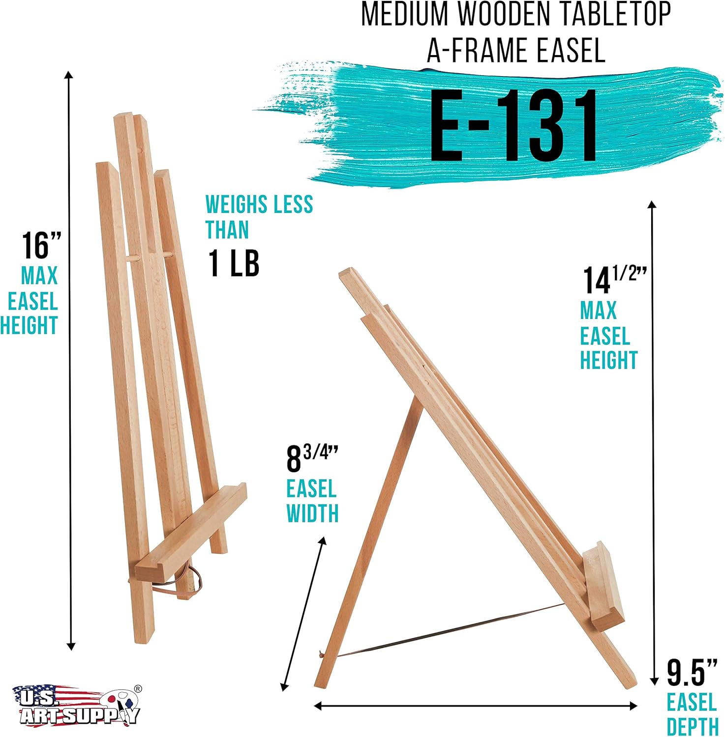 U.S. Art Supply 14" Medium Tabletop Display Easel - Beechwood Artist A-Frame Display Stand, Wooden Easel for Painting, Canvas Stand, (Pack of 1) Classrooms Events Photo Picture Sign Holder