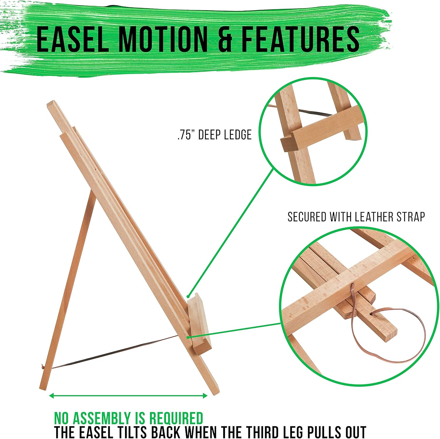 Alternative view of U.S. Art Supply 18" Large Tabletop Display Easel - Beechwood Artist A-Frame Display Stand, Wooden Easel for Painting, Canvas Stand, (Pack of 1) Classrooms Events Photo Picture Sign Holder