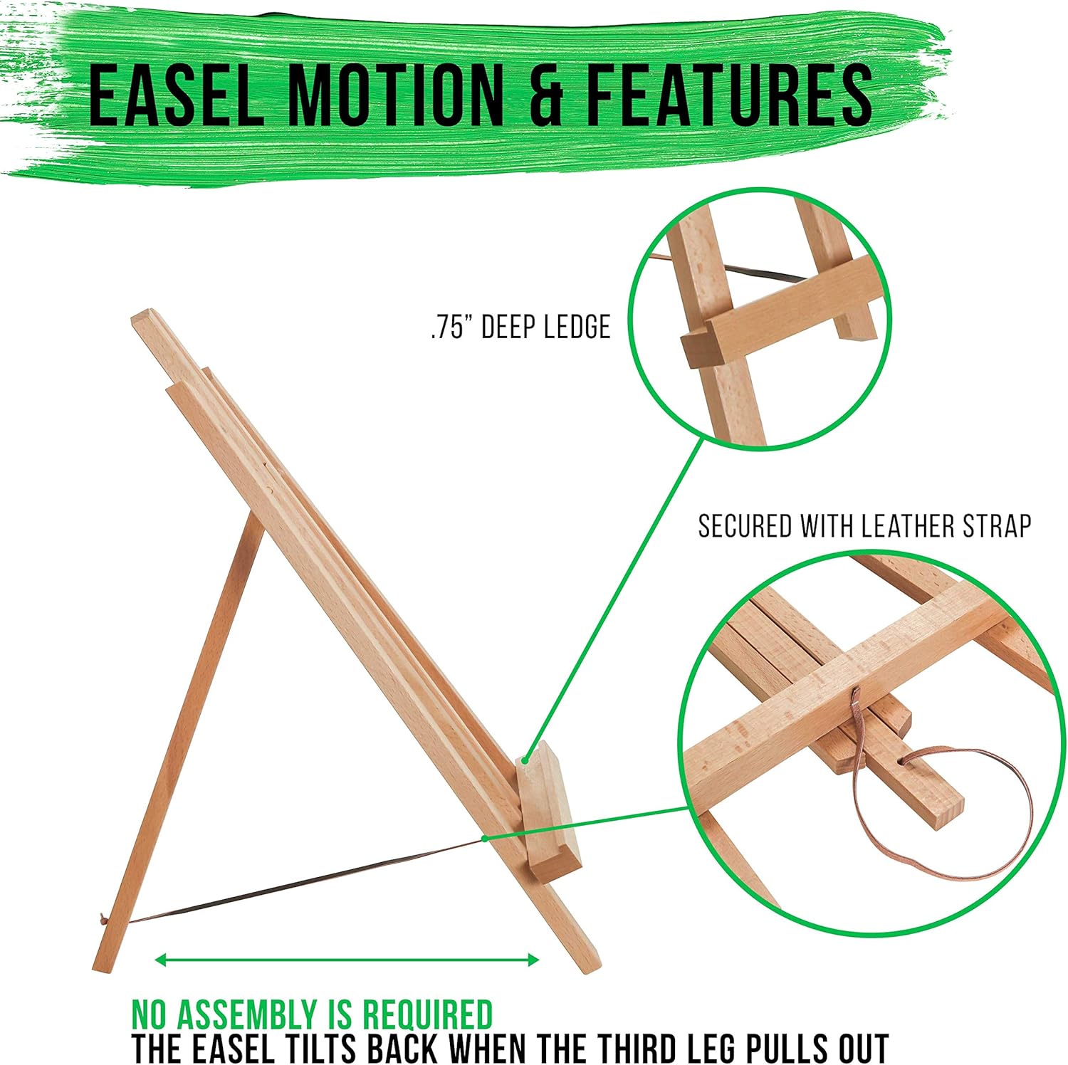 Alternative view of U.S. Art Supply 14" Medium Tabletop Display Easel - Beechwood Artist A-Frame Display Stand, Wooden Easel for Painting, Canvas Stand, (Pack of 1) Classrooms Events Photo Picture Sign Holder